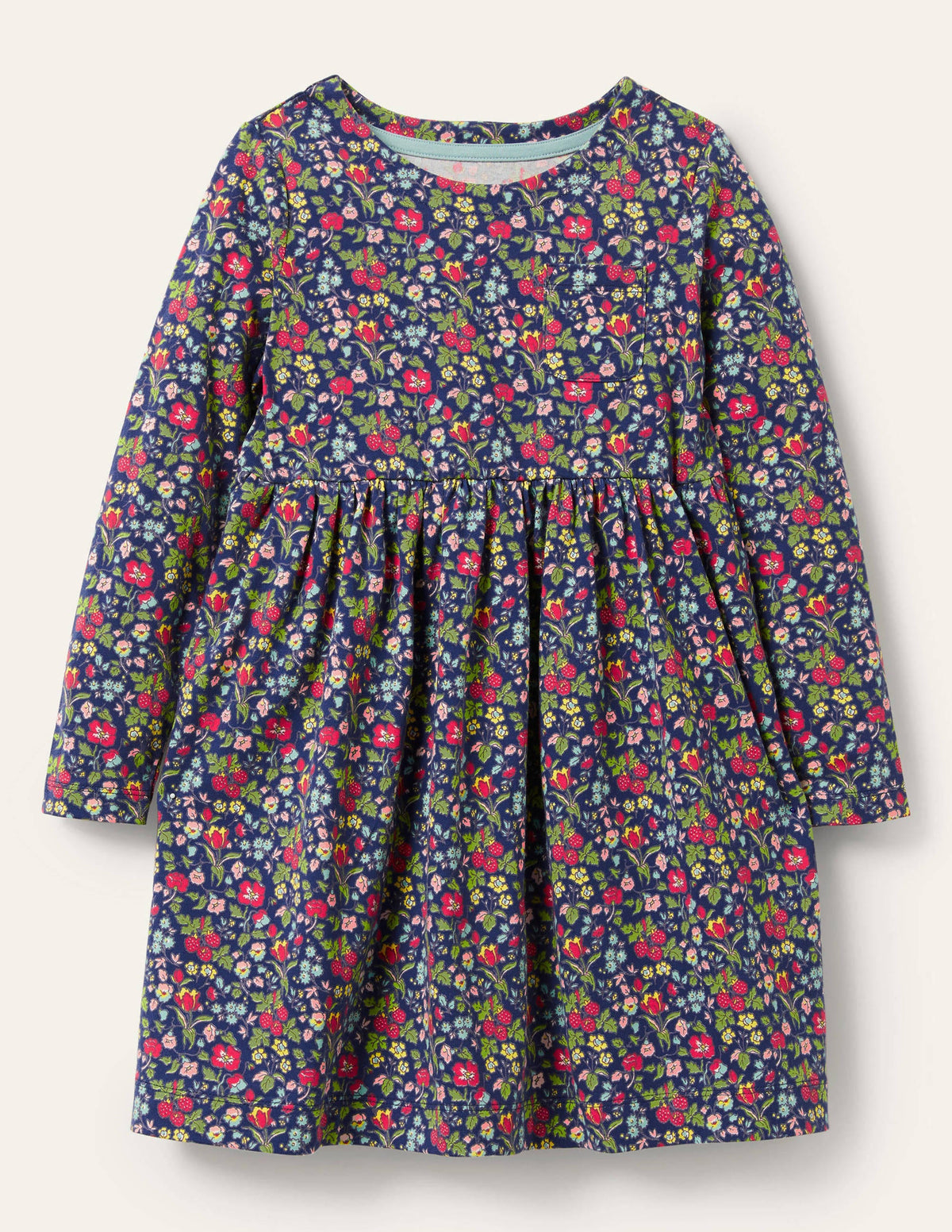 Long Sleeve Fun Jersey Dress-Starboard Autumn Berry Floral - Image 1