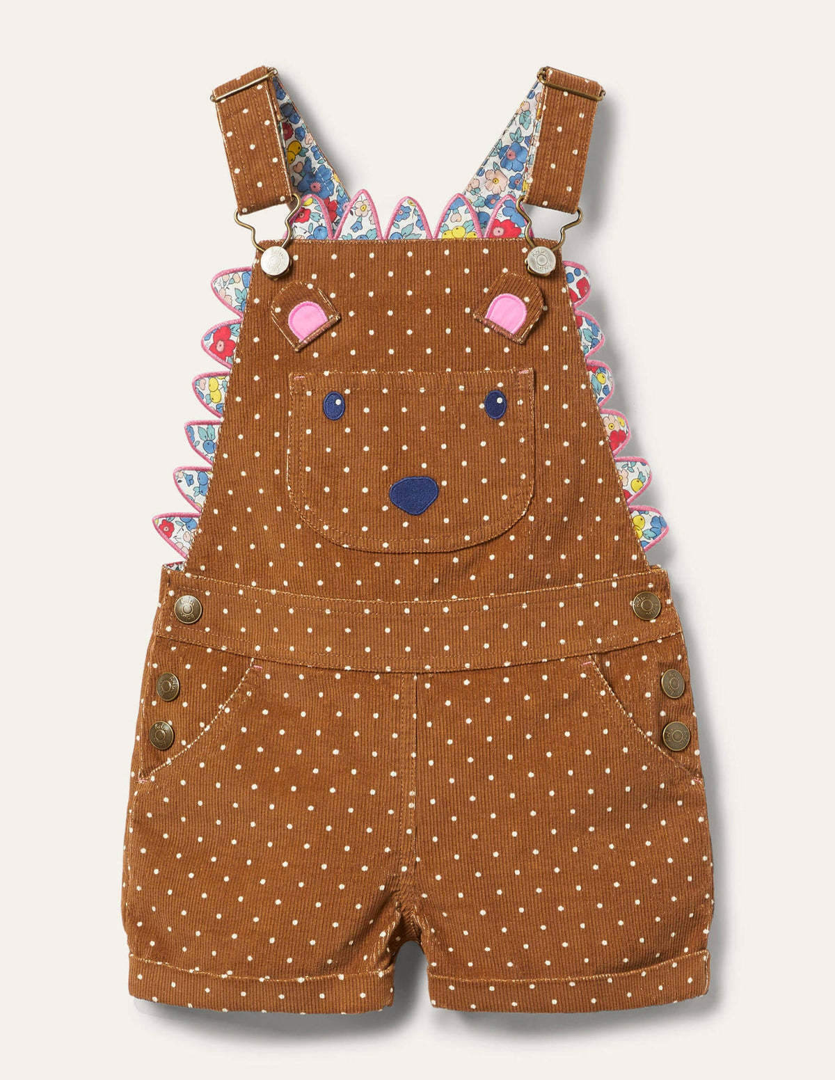 Animal Short Cord Overalls-Butterscotch Brown Hedgehog - Image 1