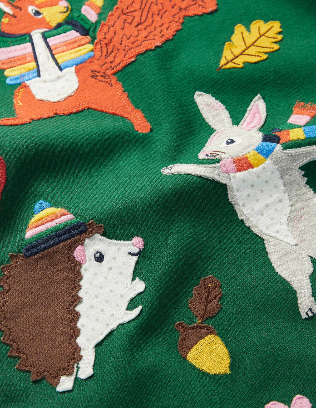 Big Appliqué Jersey Dress-Forest Green Animals - Image 3