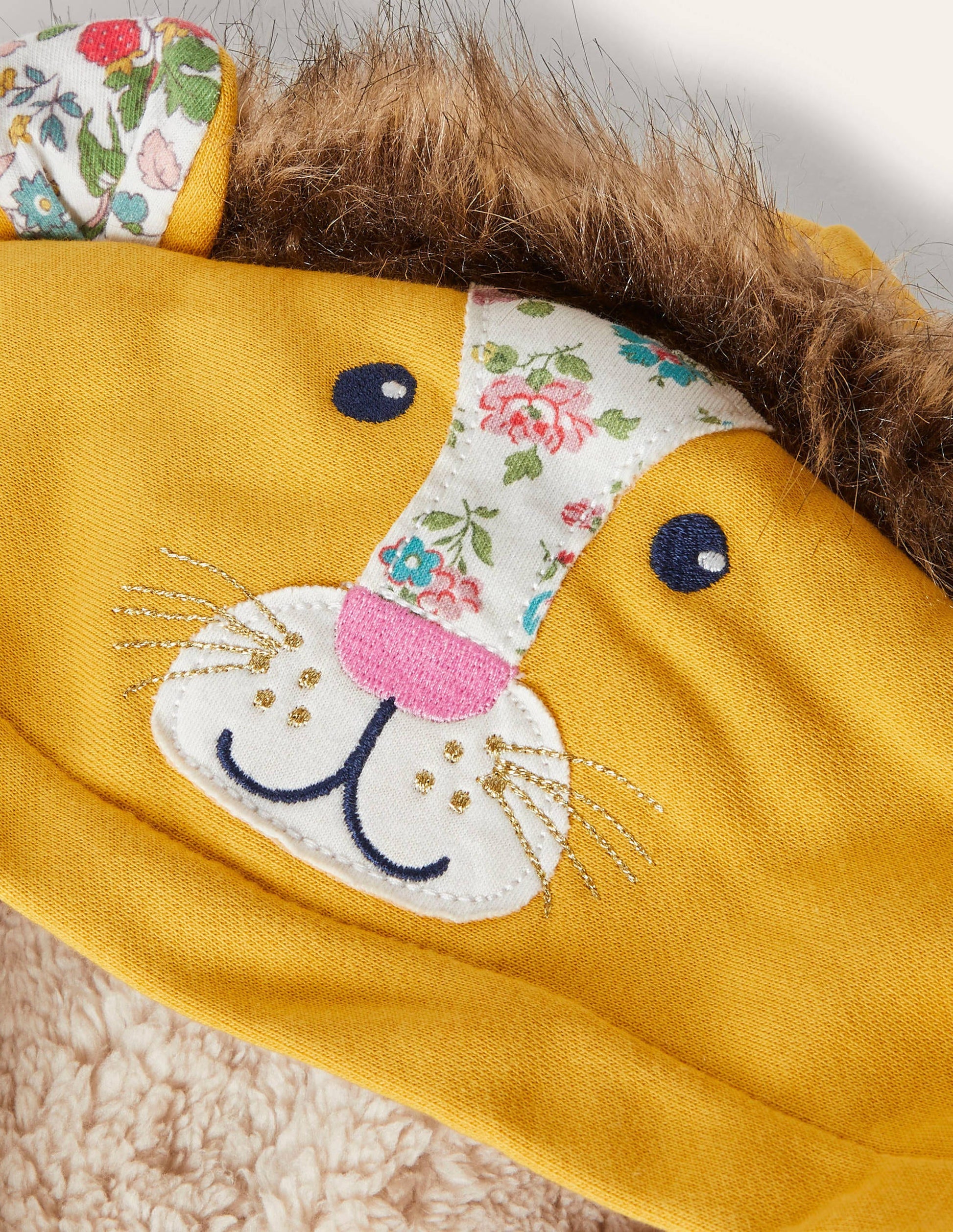 Fun Shaggy-lined Hoodie-Honeycomb Yellow Lion-3