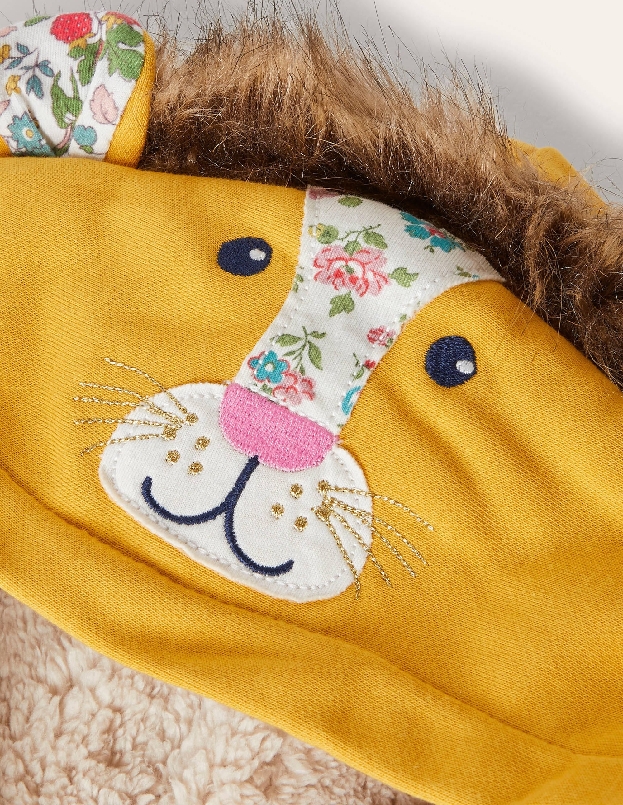 Fun Shaggy-lined Hoodie-Honeycomb Yellow Lion - Image 3