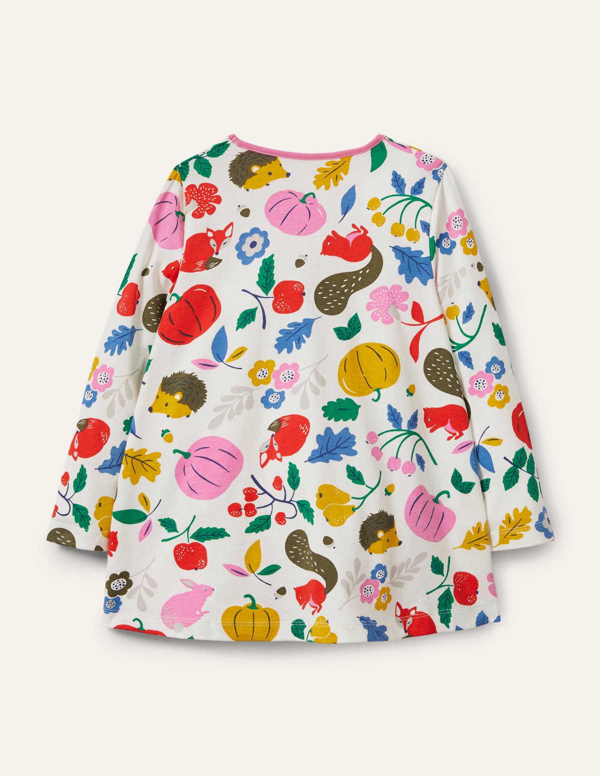 Printed Jersey Pocket Tunic-Ivory Forest Friends-2