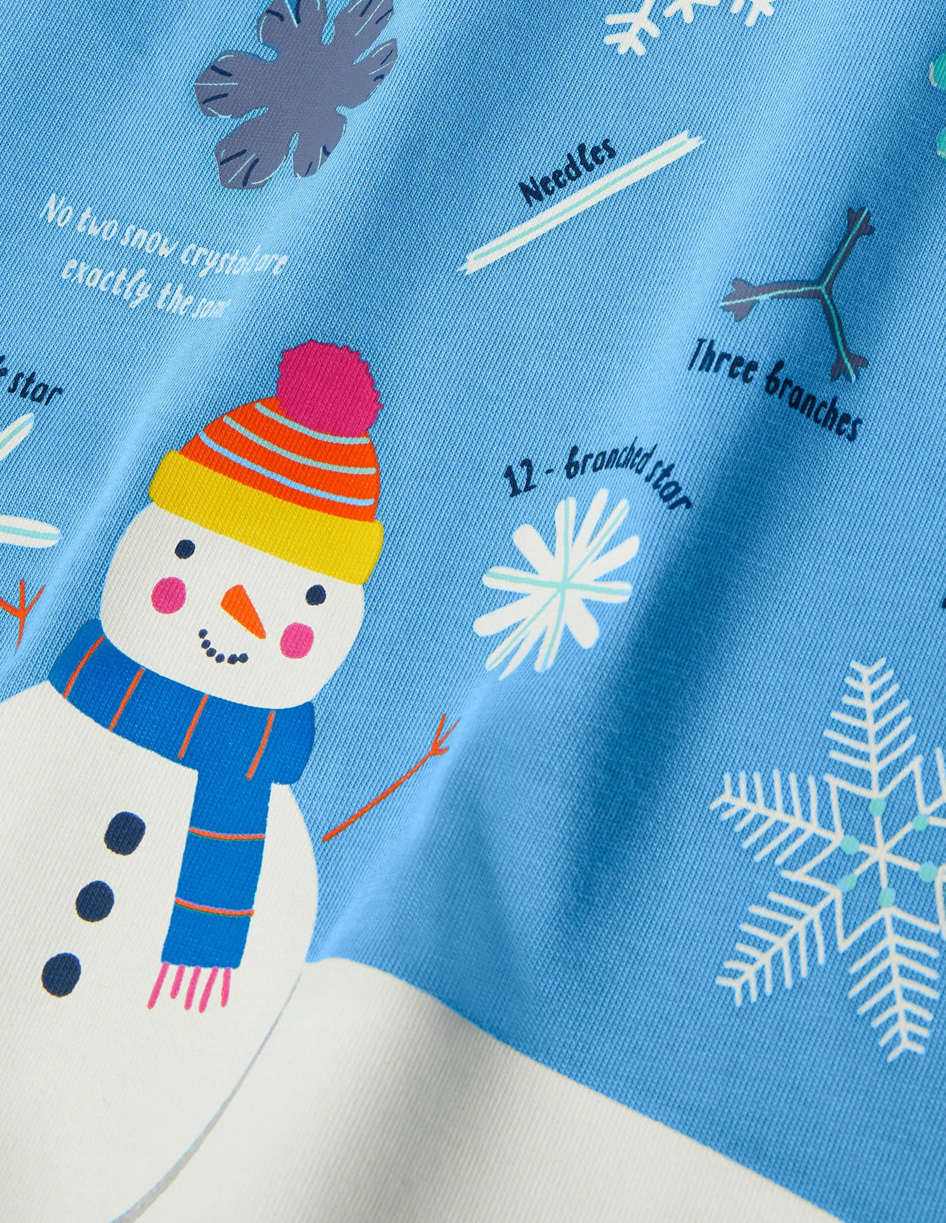 Fun Facts T-shirt-Surfboard Blue Snowflakes-3