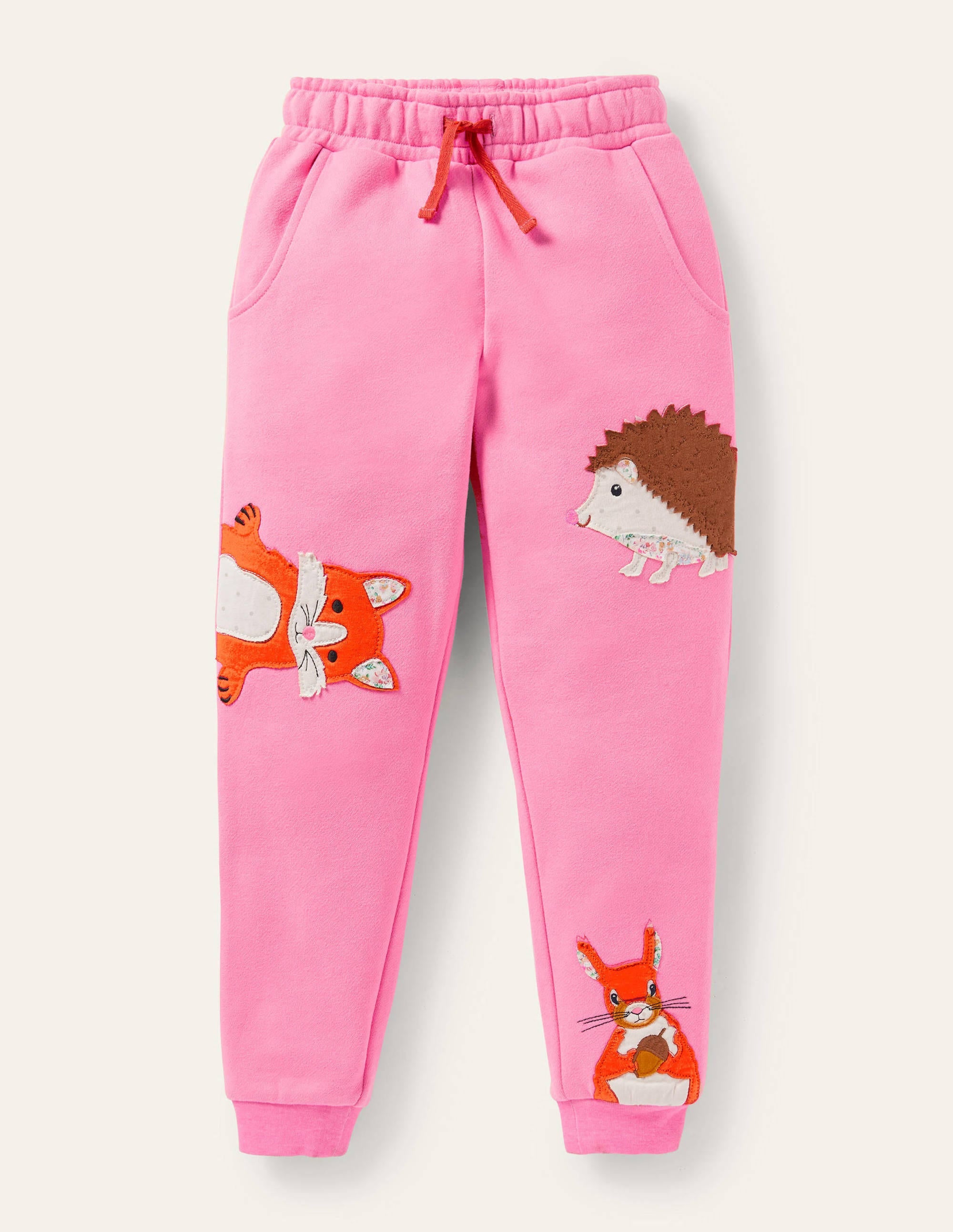 Cosy Appliqué Joggers-Bright Petal Pink Animals - Image 1