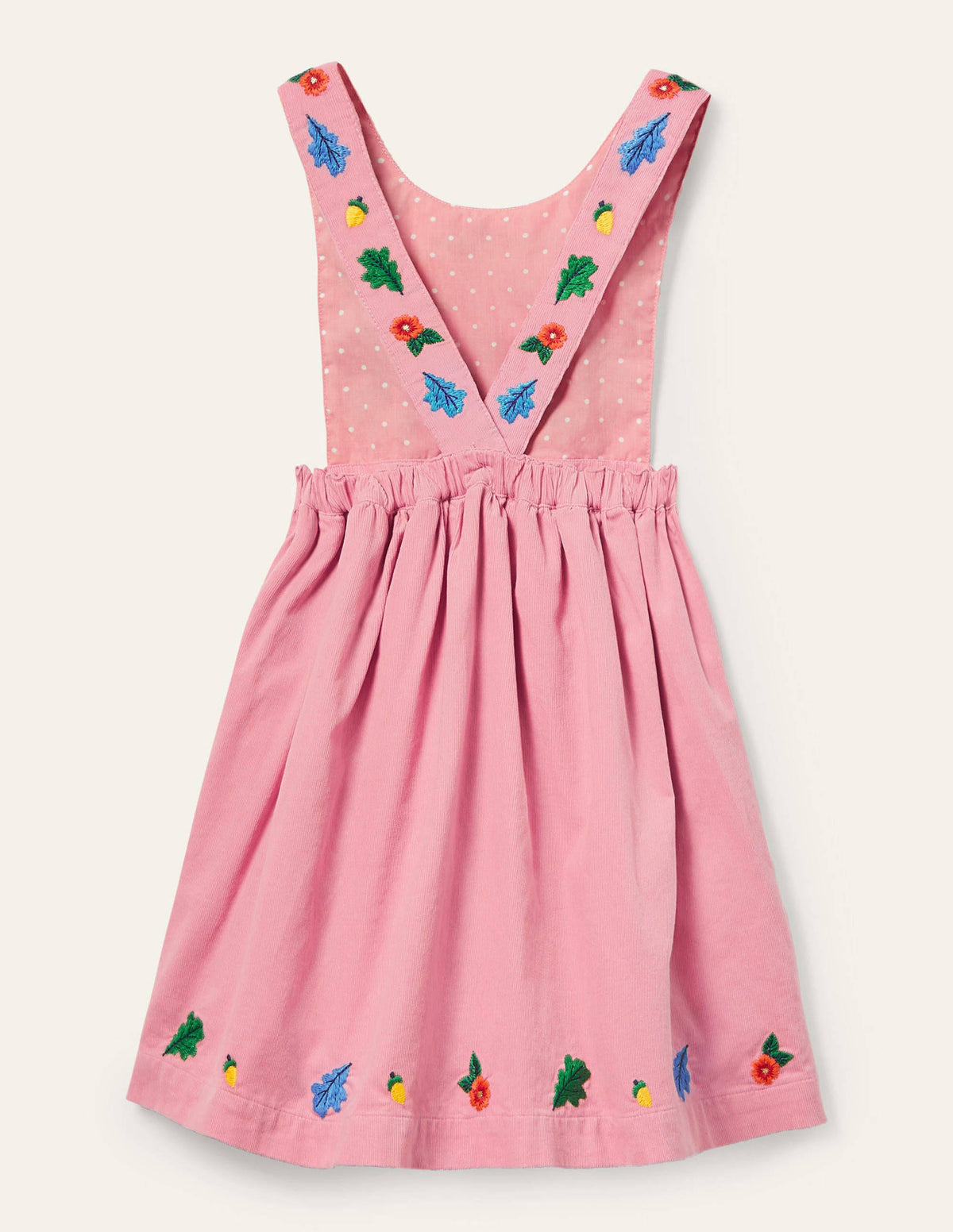 Embroidered Pinafore Dress-Formica Pink Cord-2