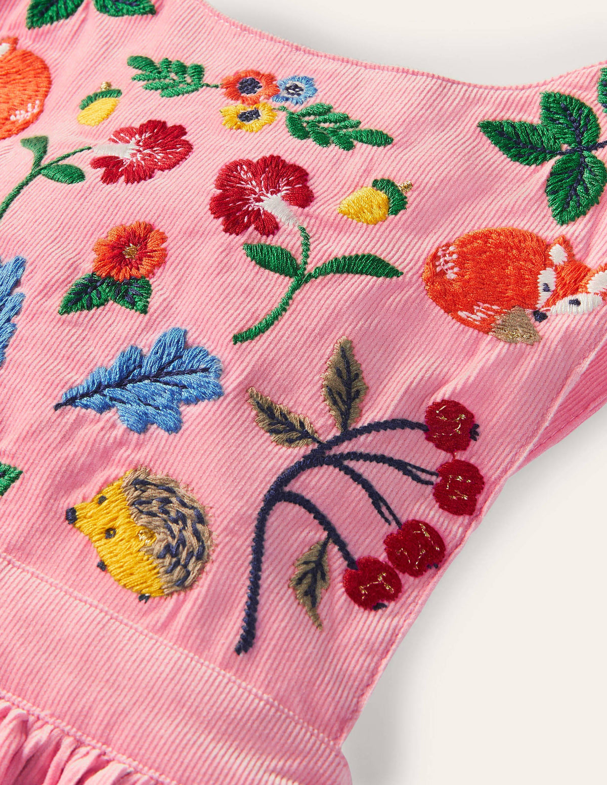 Embroidered Pinafore Dress-Formica Pink Cord - Image 3