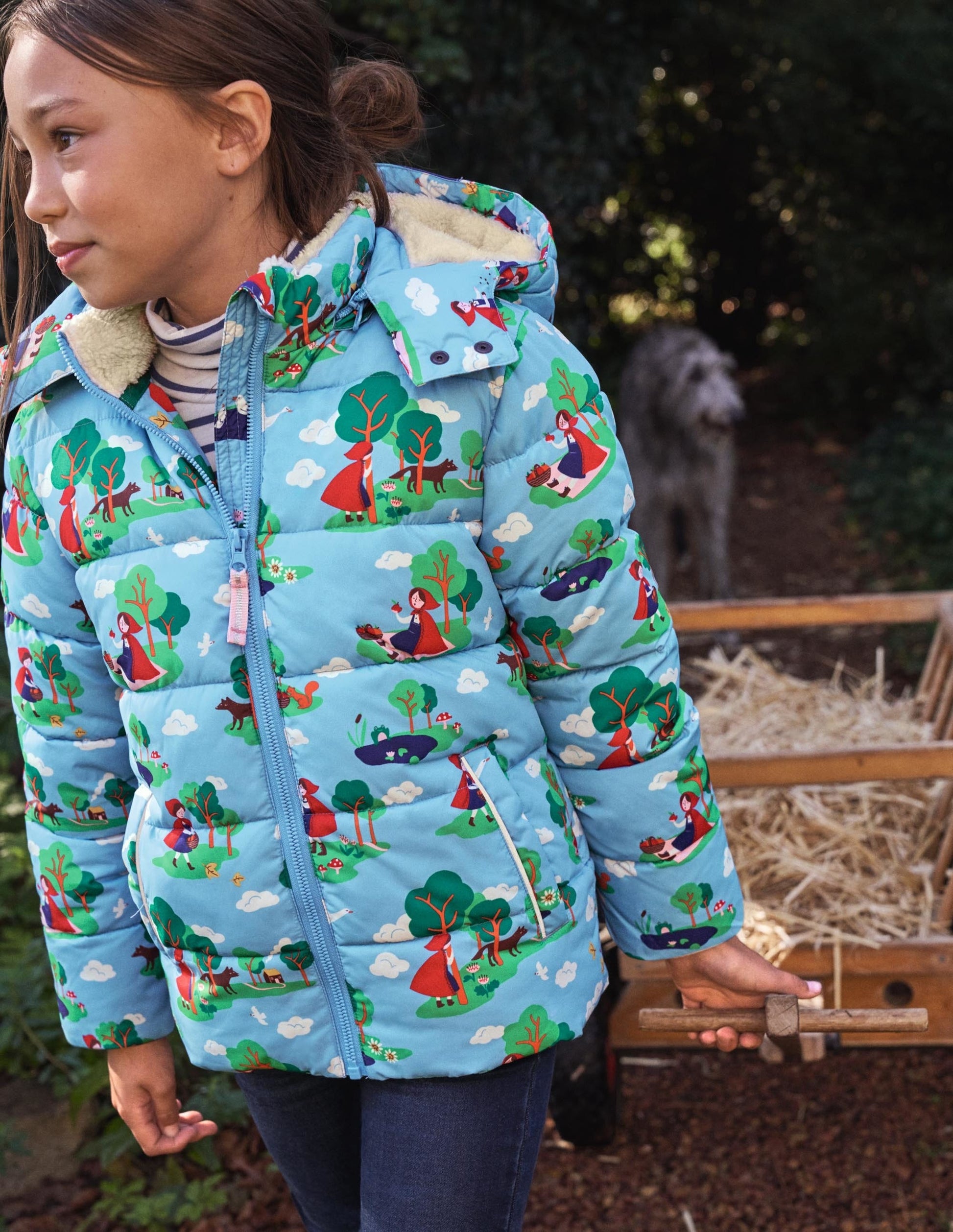 Cosy Padded Jacket-Surfboard Blue Red Riding Hood-4