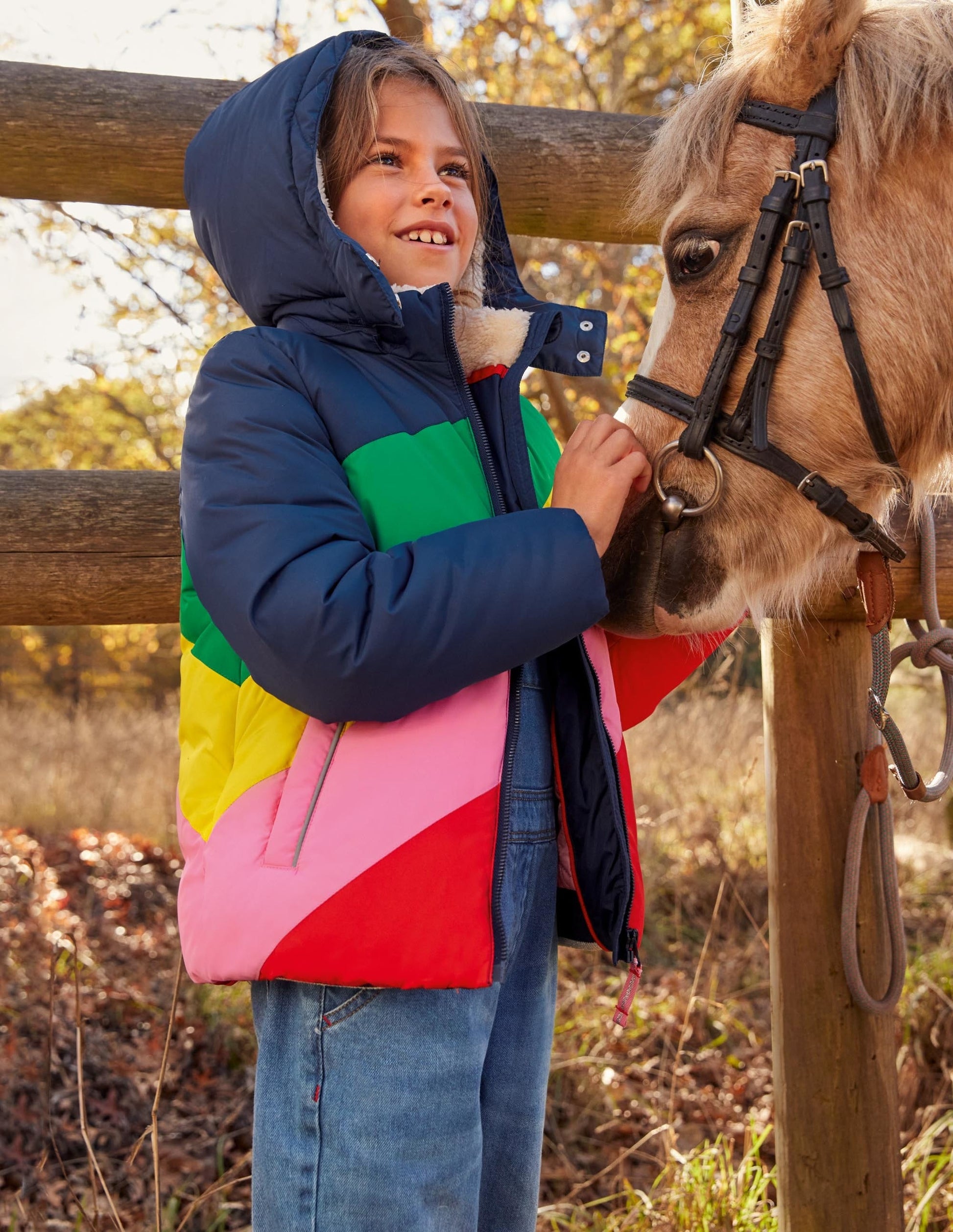 Cosy Padded Jacket-Multi Rainbow Ray-4