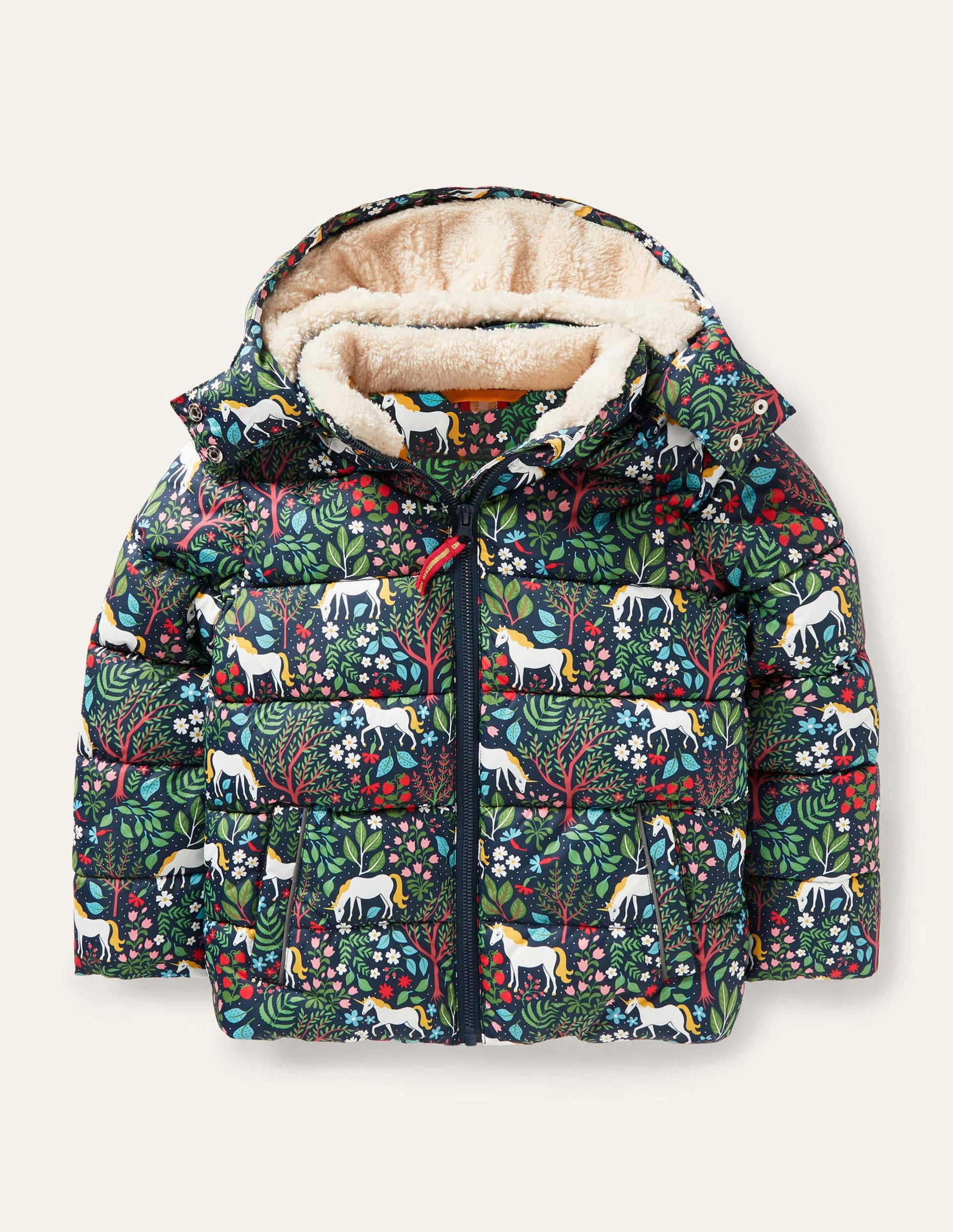 Cosy Padded Jacket-Stormy Blue Unicorn Tapestry-1