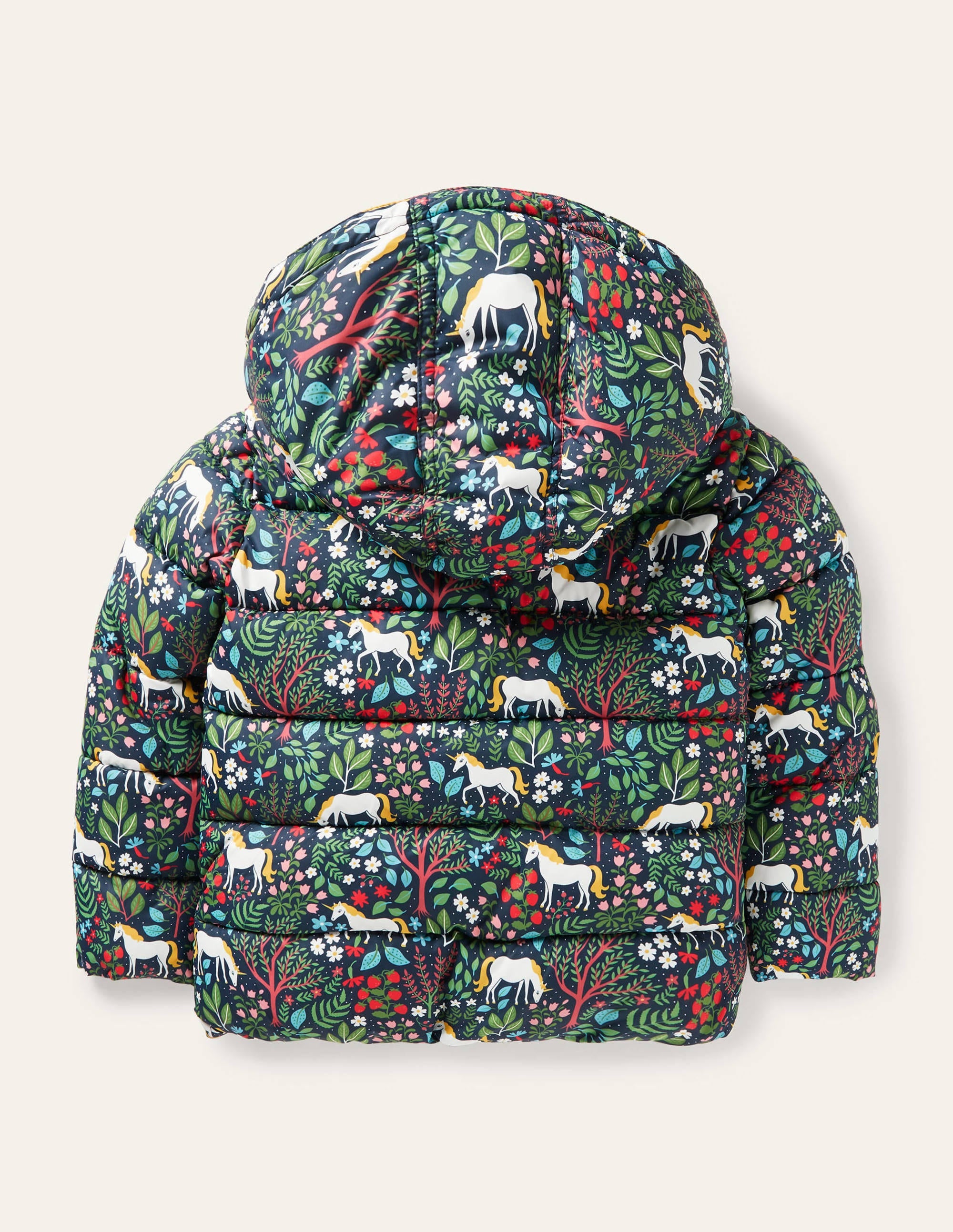 Cosy Padded Jacket-Stormy Blue Unicorn Tapestry - Image 2