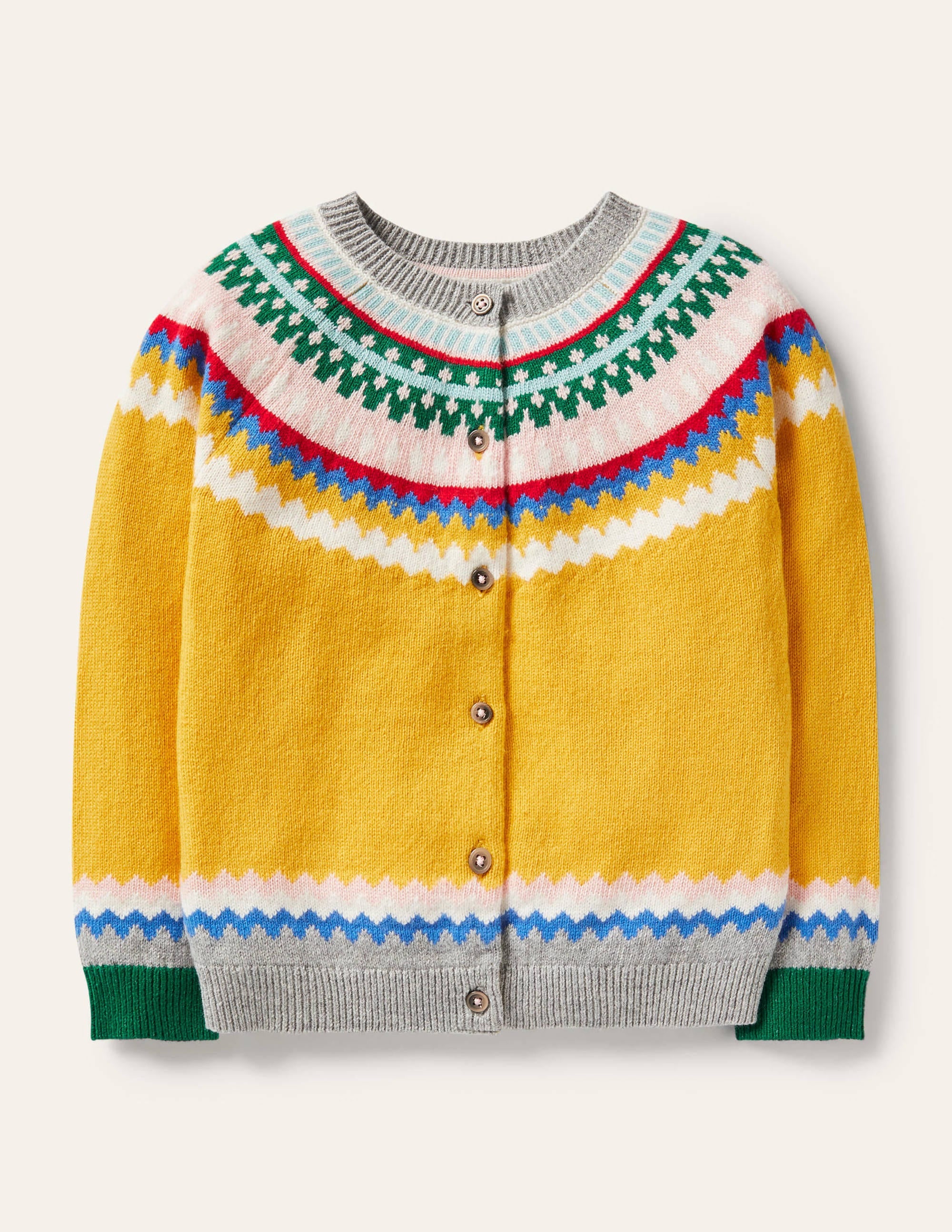 Cosy Fair Isle Cardigan-Honeycomb Yellow - Image 1