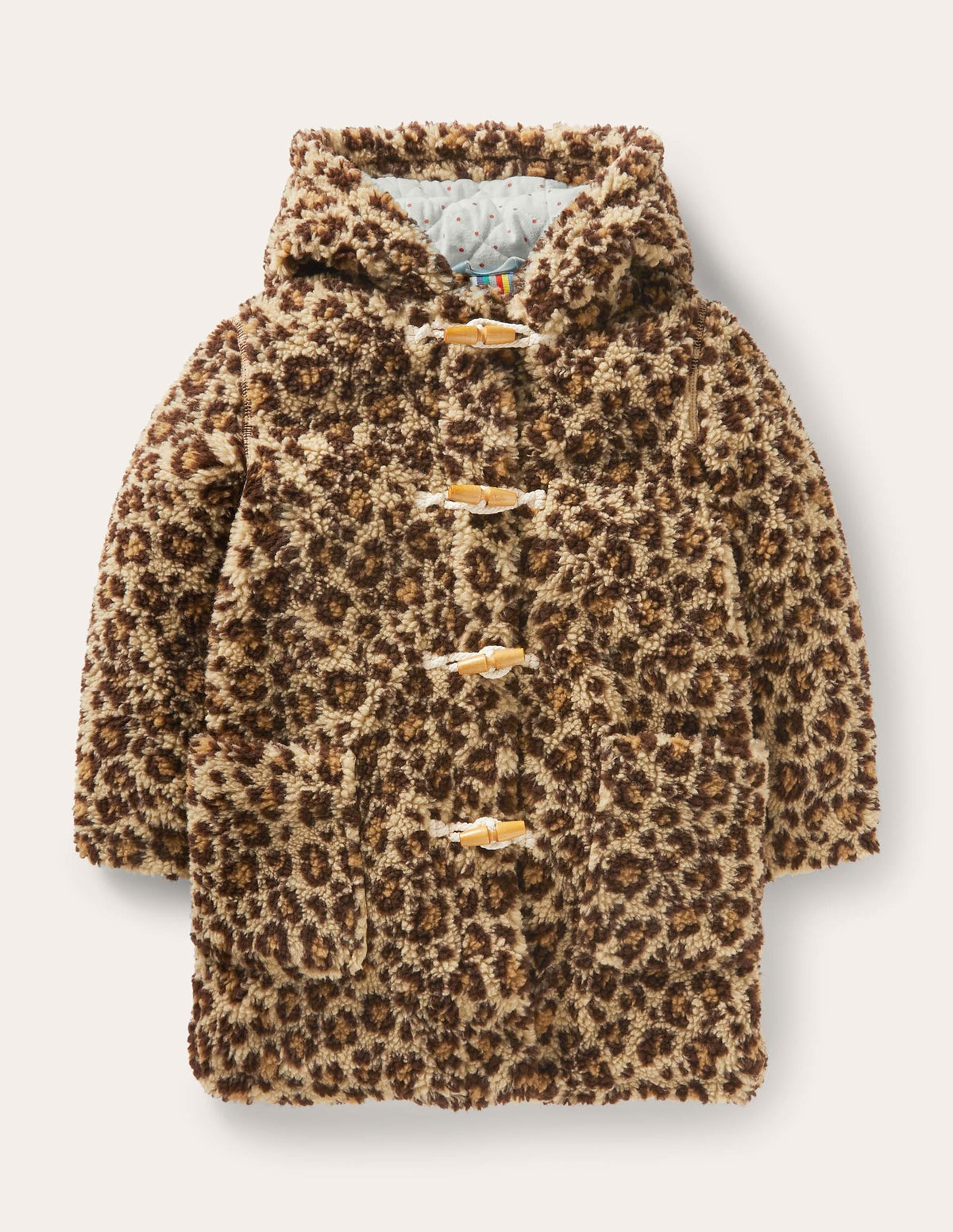 Cosy Borg Duffle Coat-Leopard Print - Image 1