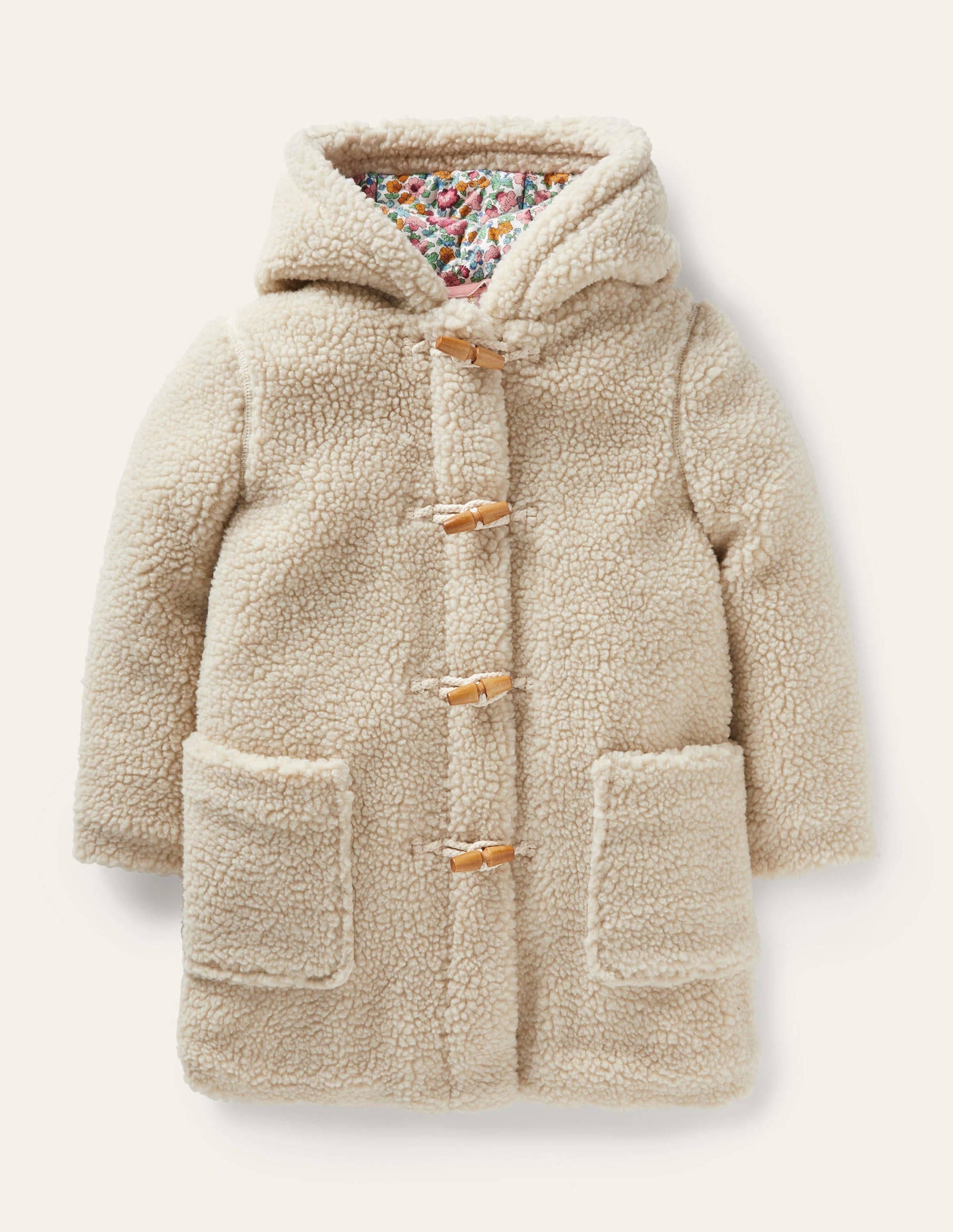 Cosy Borg Duffle Coat-Oatmeal-1