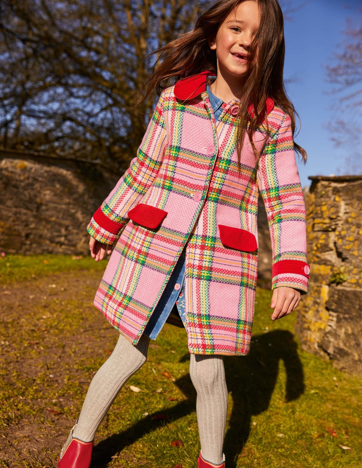 Colourful Wool Coat-Pink Blanket Check - Image 4