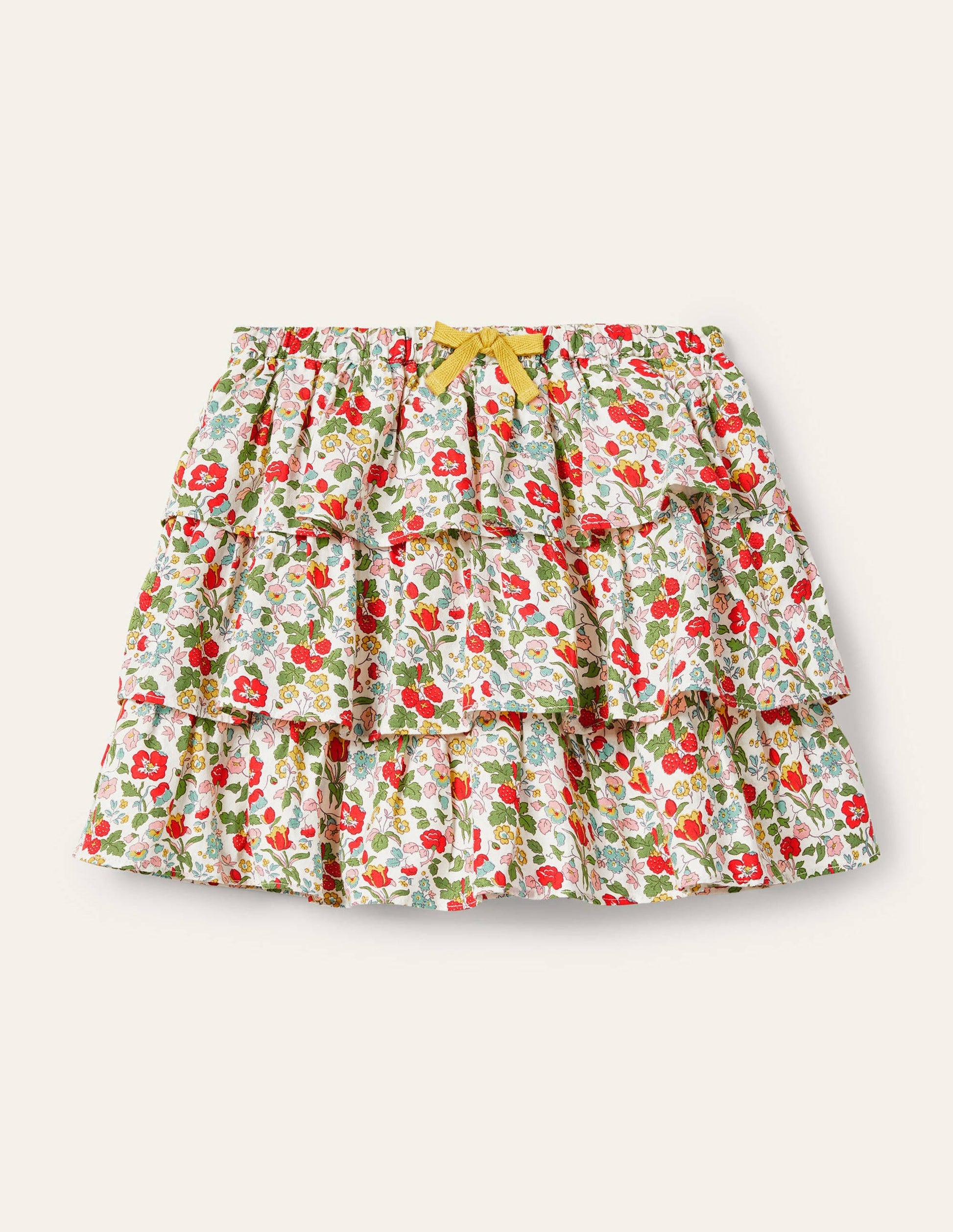 Tiered Ruffle Skirt-Ivory Autumn Berry Floral-1