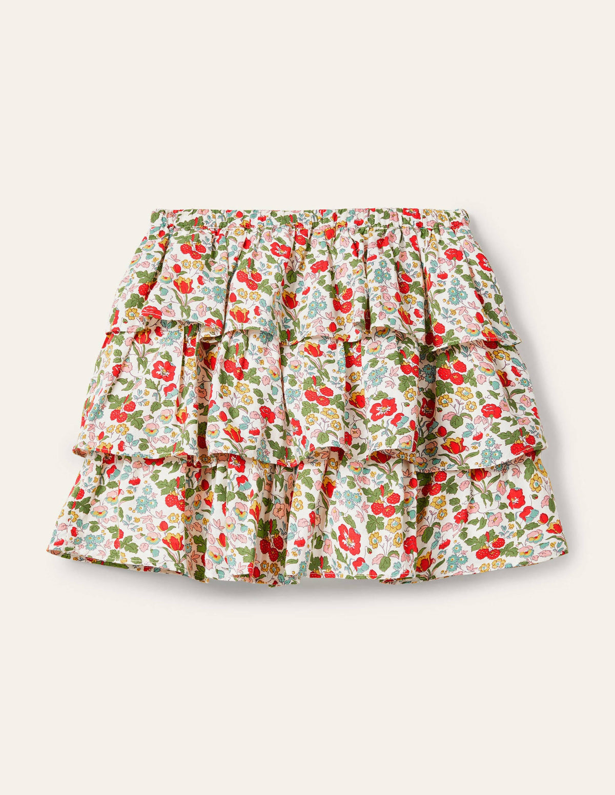 Tiered Ruffle Skirt-Ivory Autumn Berry Floral-2