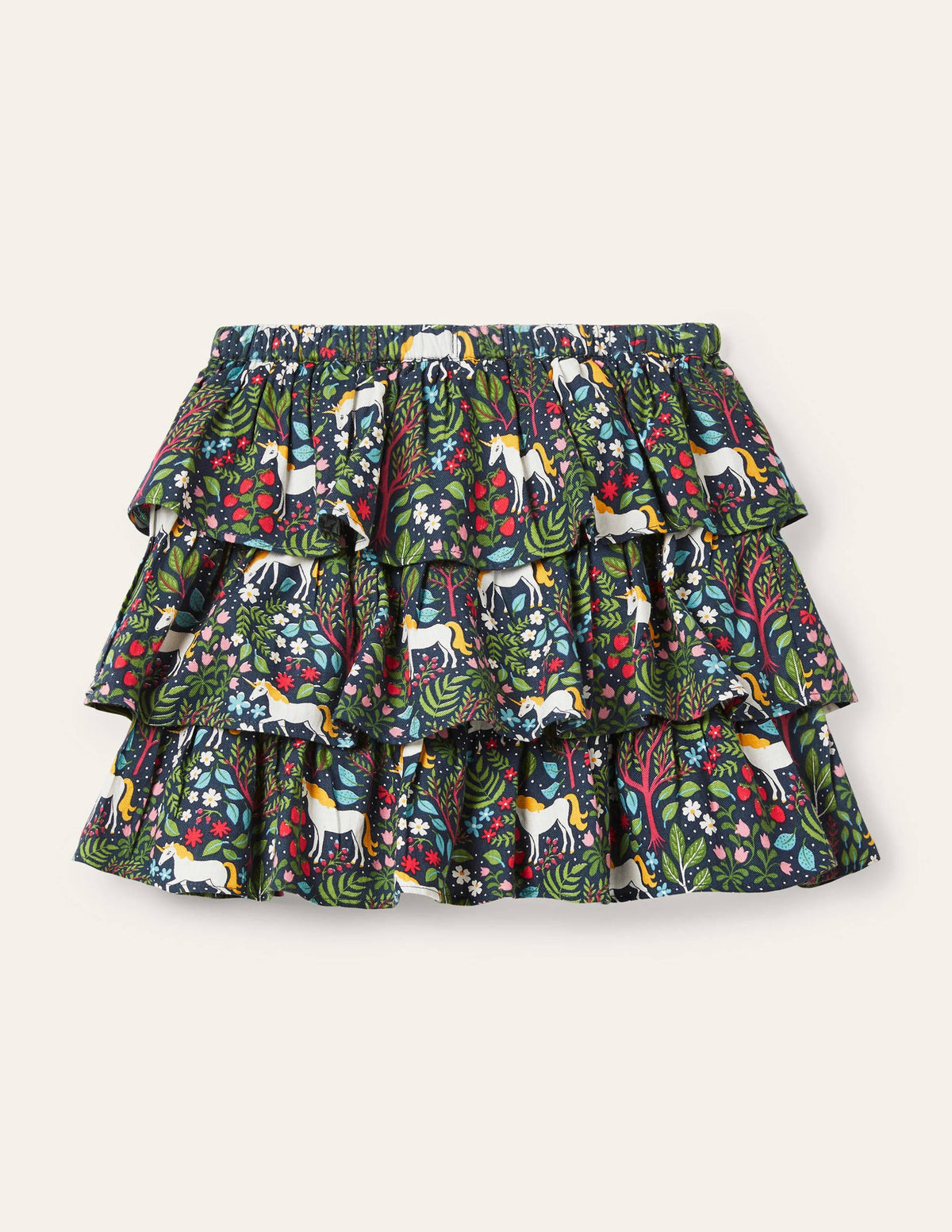 Tiered Ruffle Skirt-Stormy Blue Unicorn Tapestry-2