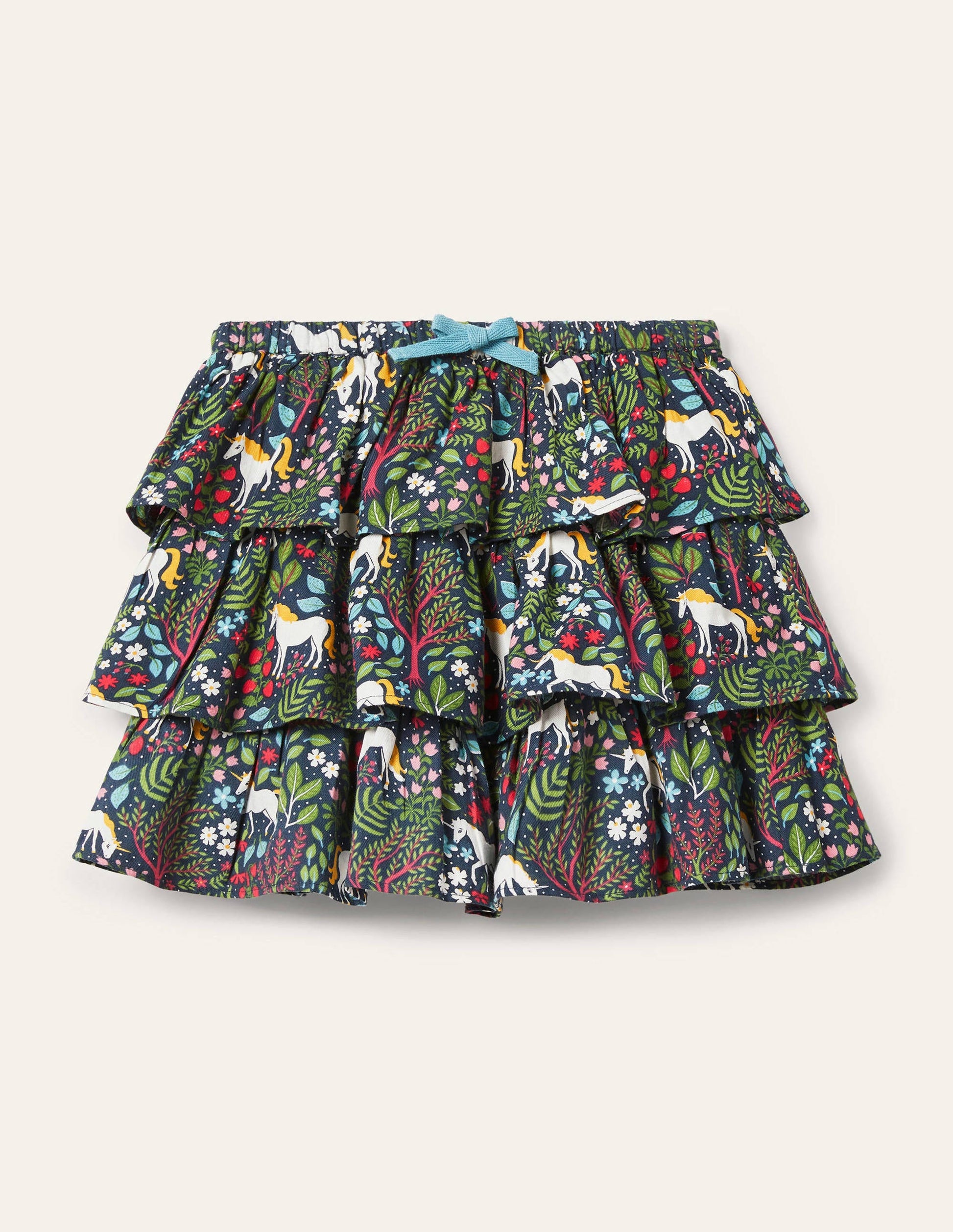 Tiered Ruffle Skirt-Stormy Blue Unicorn Tapestry-1