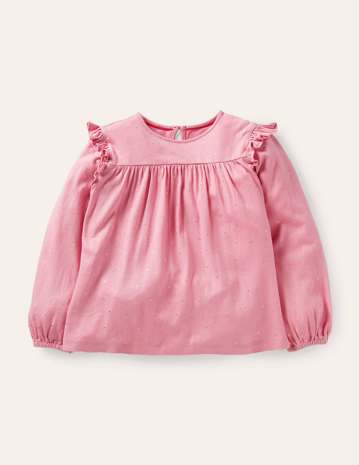 Floaty Printed Ruffle Top-Formica Pink Gold Spot - Image 1