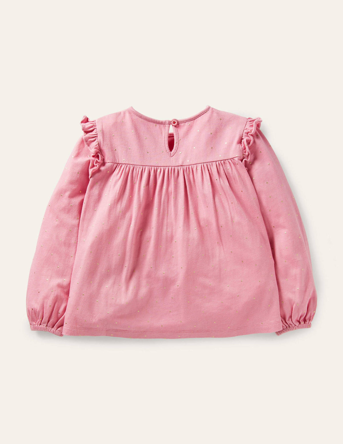 Floaty Printed Ruffle Top-Formica Pink Gold Spot-2