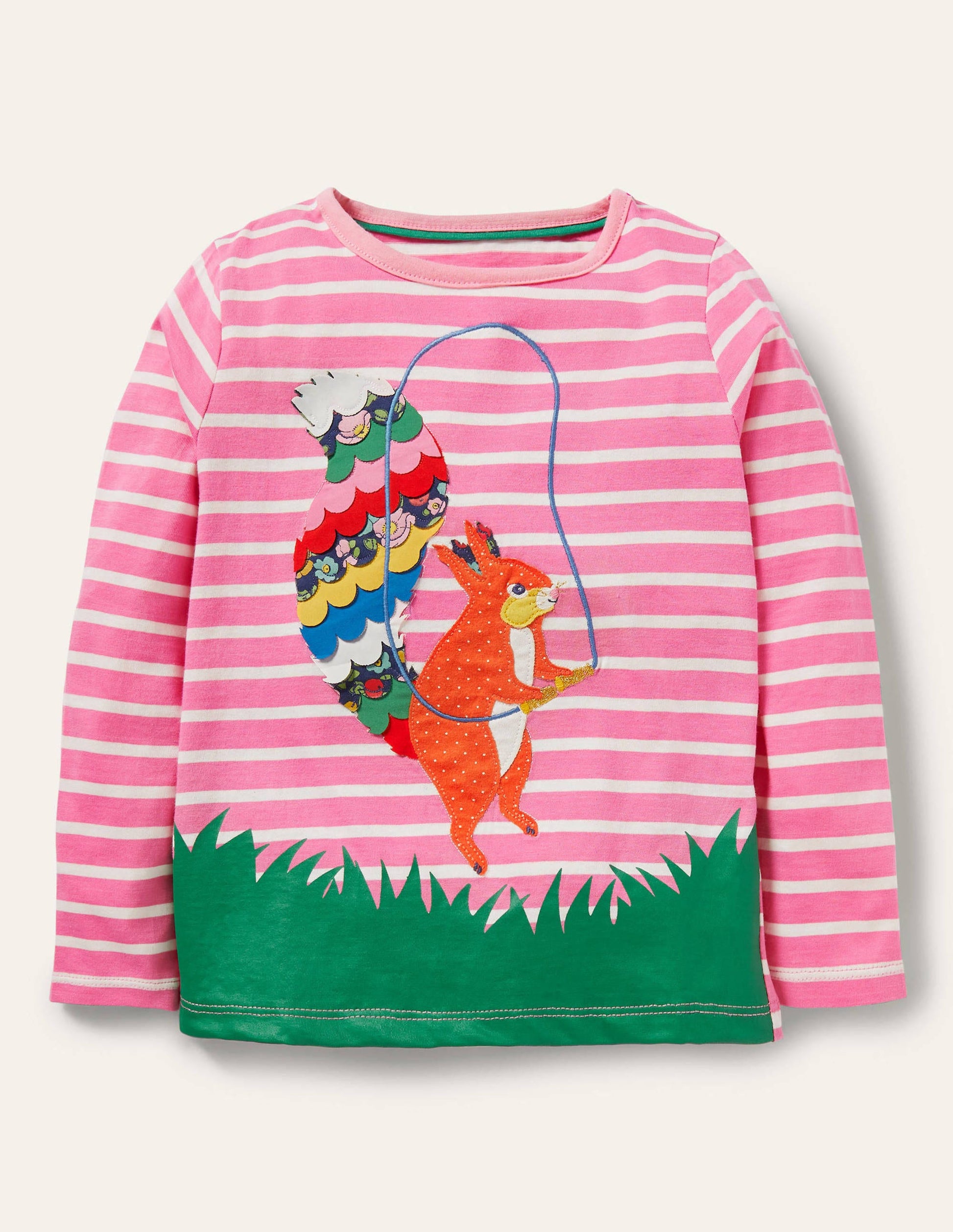 Big Appliqué T-shirt-Petal Pink/ Ivory Squirrel-1