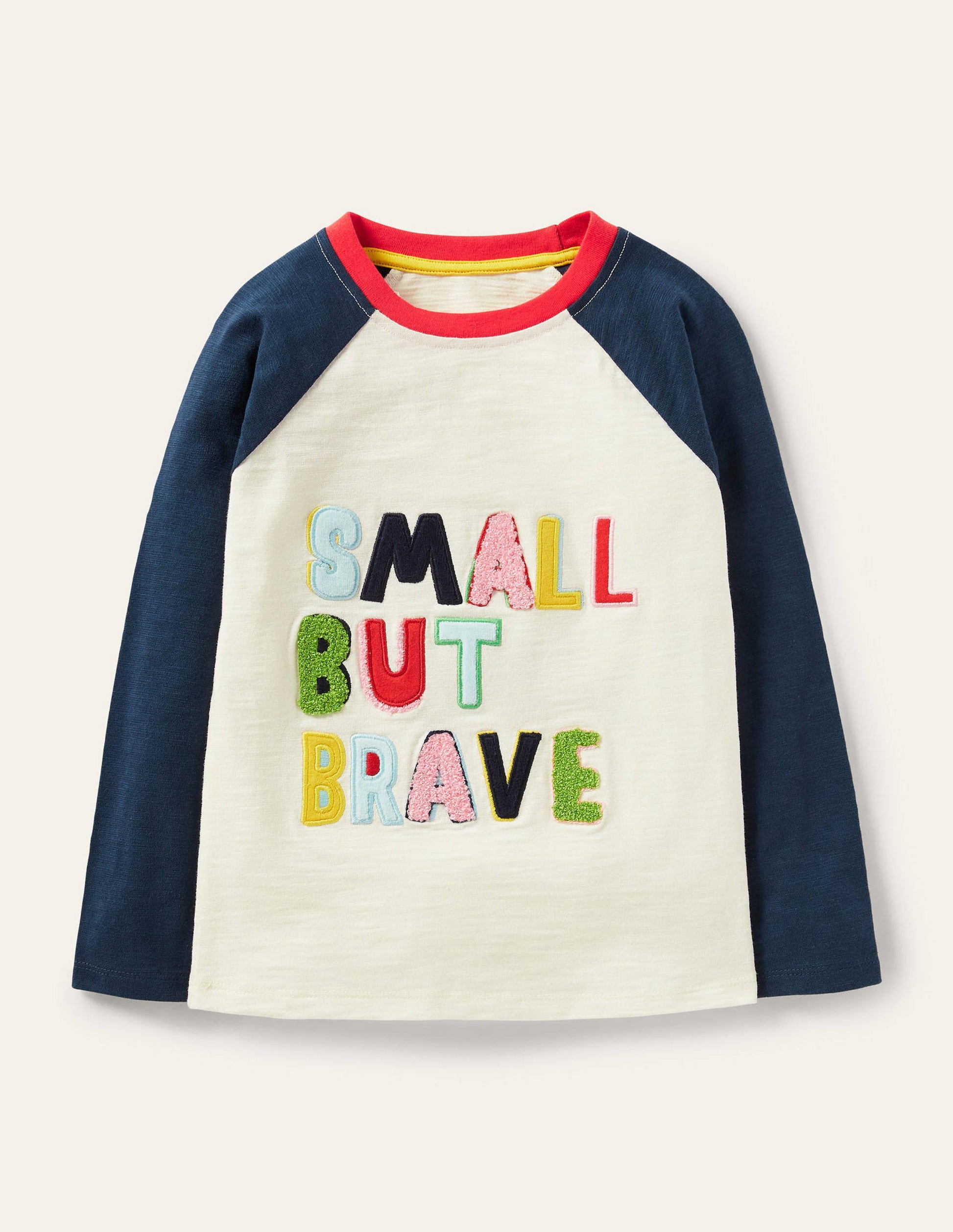 Textured Raglan T-shirt-Ivory Small But Brave-1