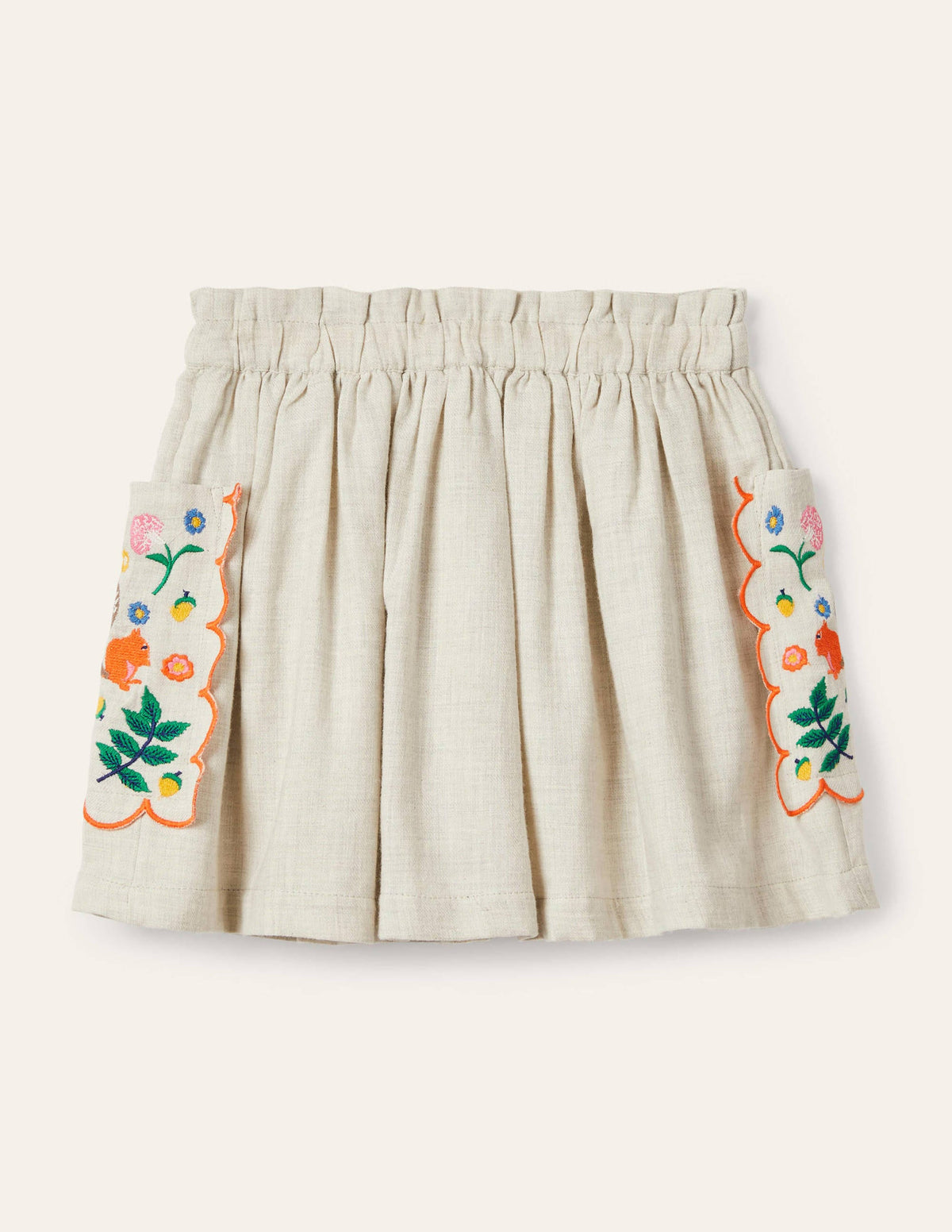 Embroidered Pocket Skirt-Oatmeal Embroidery - Image 2