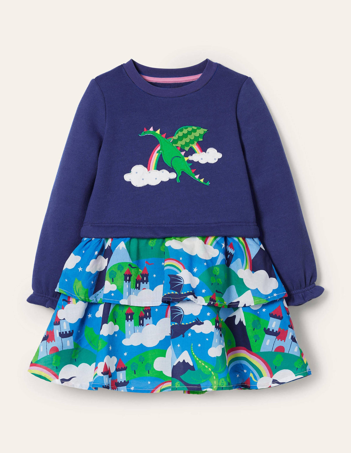 Appliqué Hotchpotch Dress-Multi Dragon Sky - Image 1