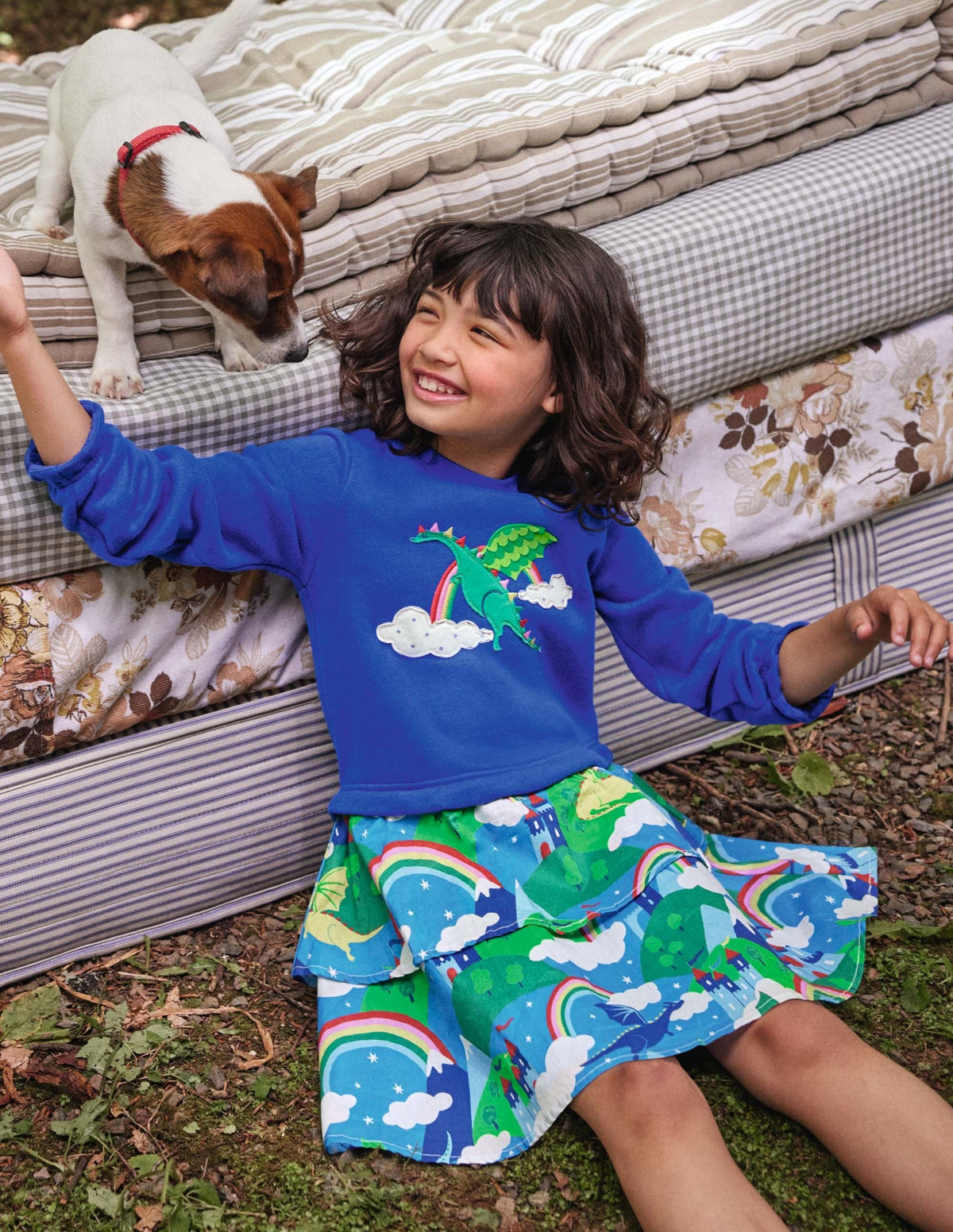 Appliqué Hotchpotch Dress-Multi Dragon Sky - Image 4