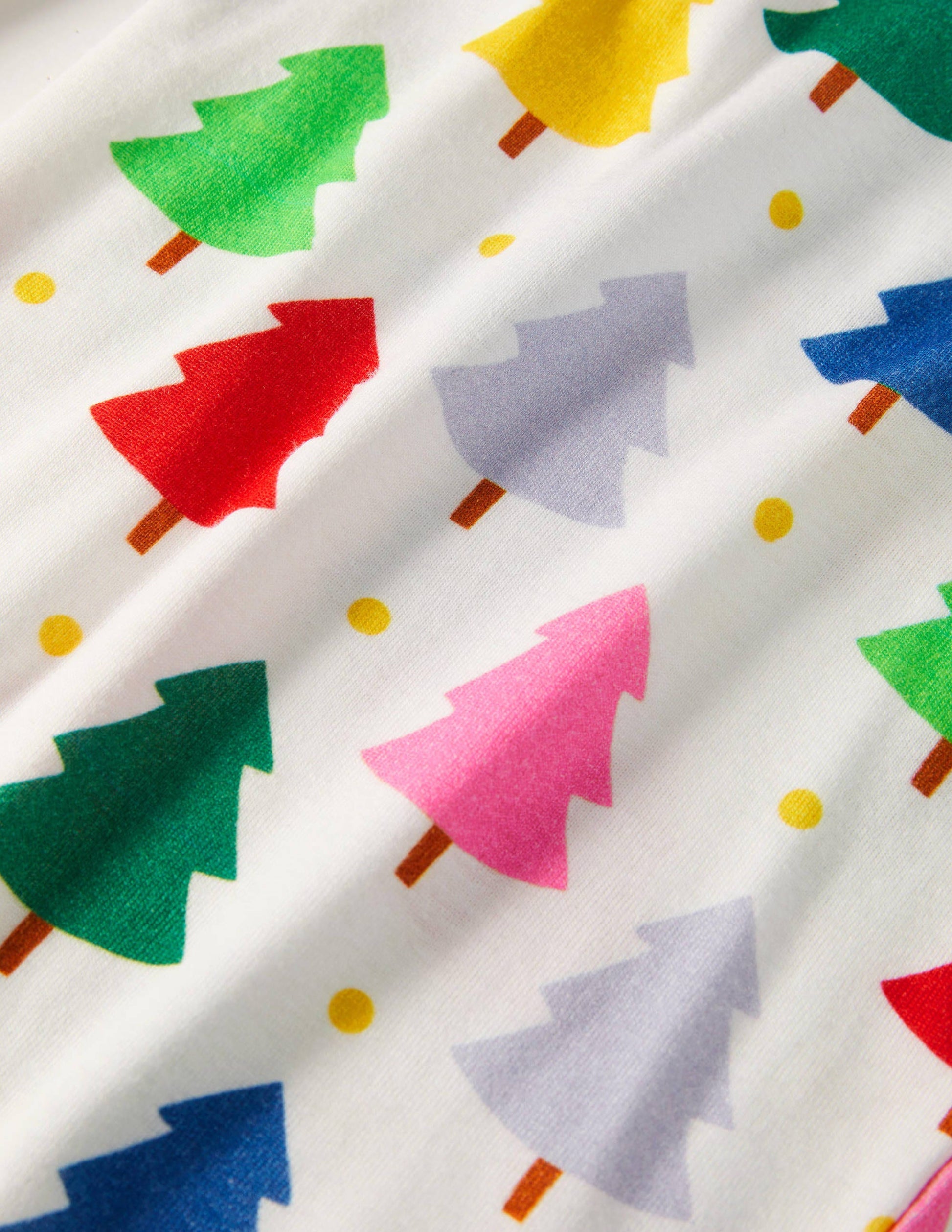 Snug Long John Pajamas-Ivory Rainbow Christmas Trees-3