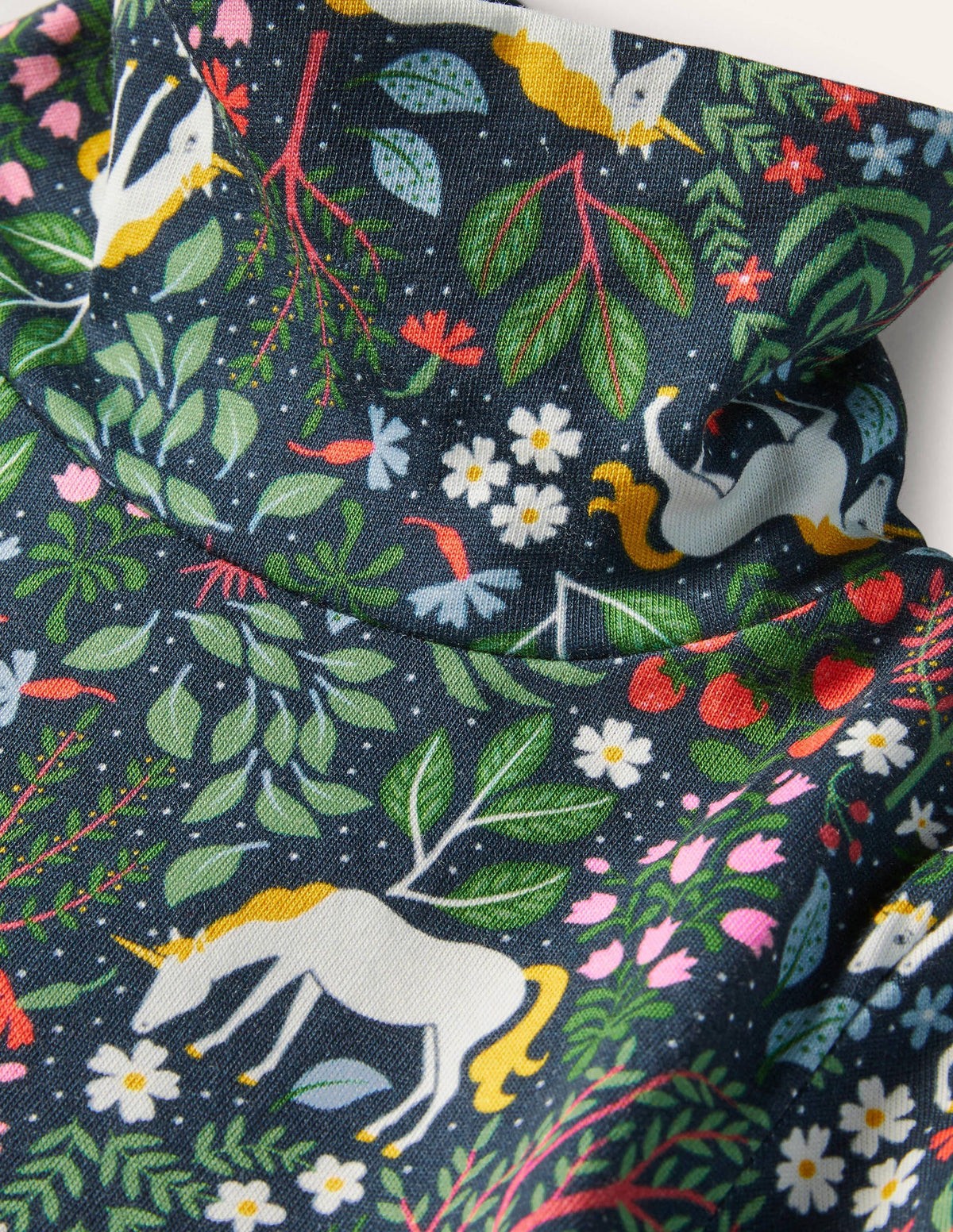 Roll Neck Supersoft T-shirt-Stormy Blue Unicorn Tapestry - Image 3