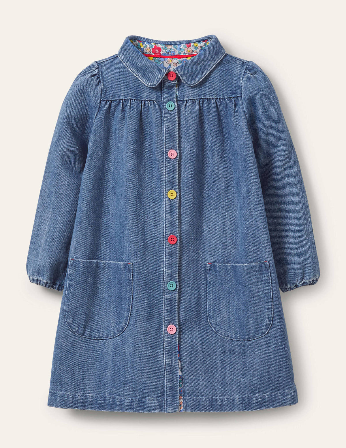 Collared Woven Dress-Chambray-1