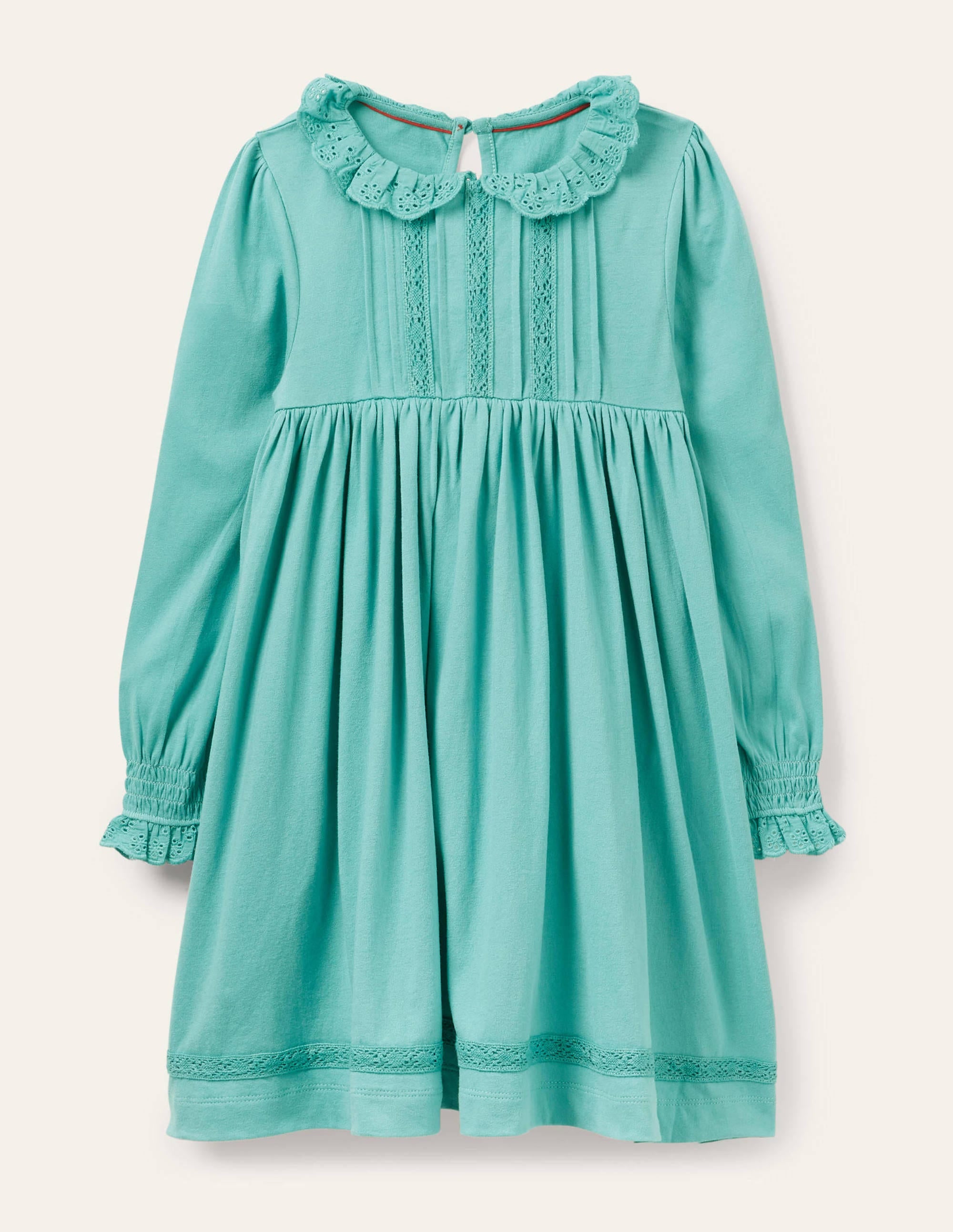 Broderie Collar Jersey Dress-Brook Blue - Image 1