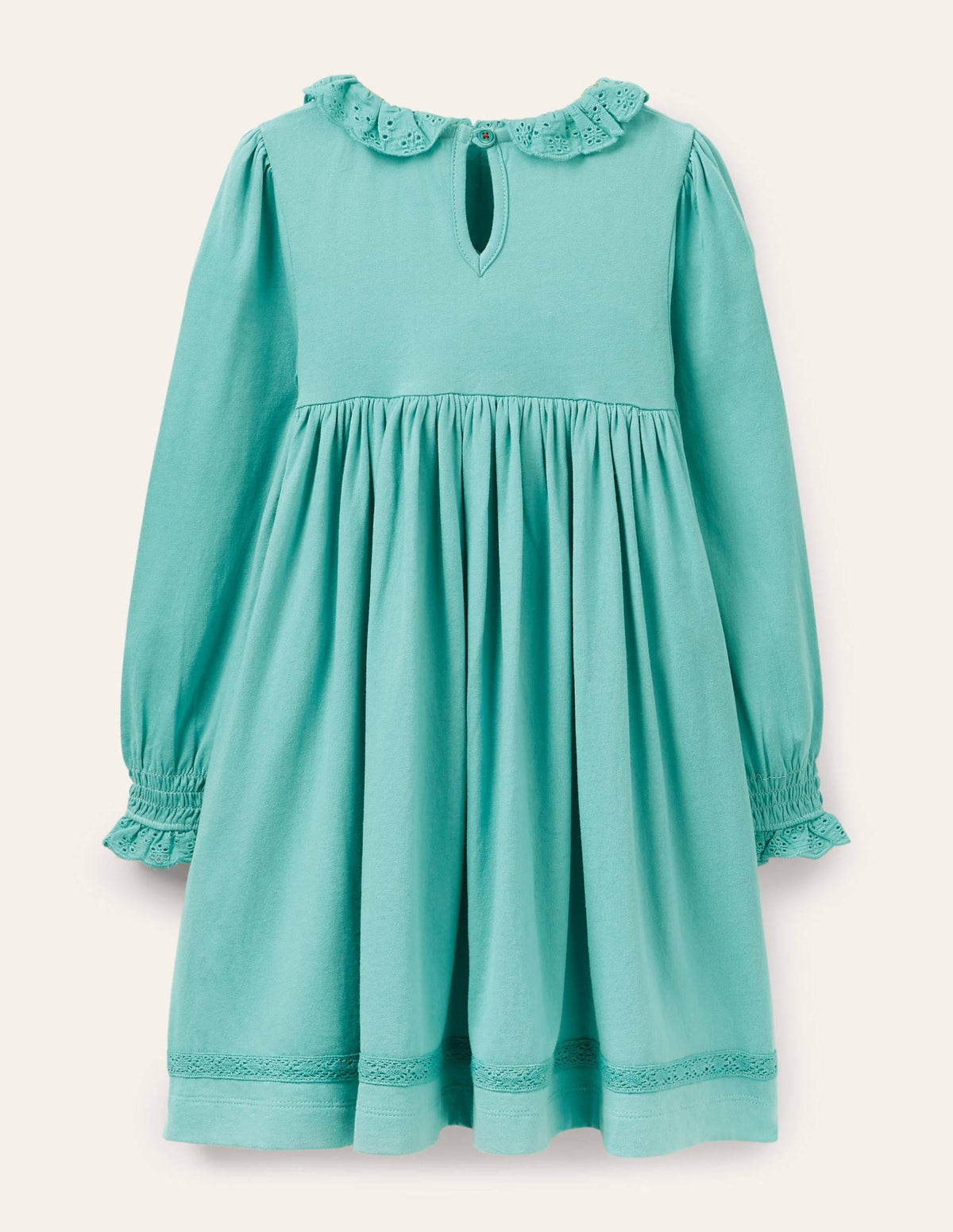 Broderie Collar Jersey Dress-Brook Blue - Image 2