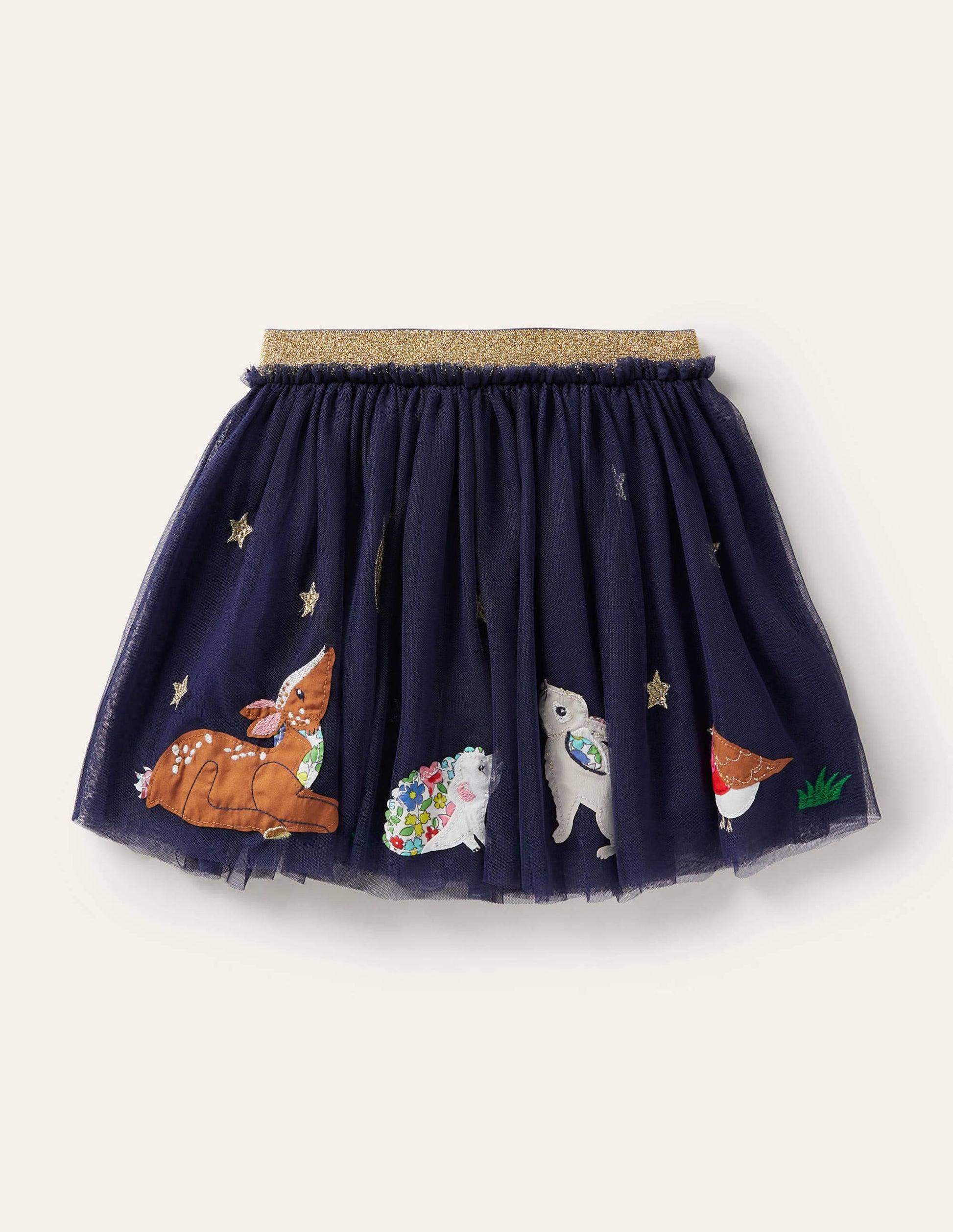 Appliqué Tulle Skirt-Starboard Blue Animals-1