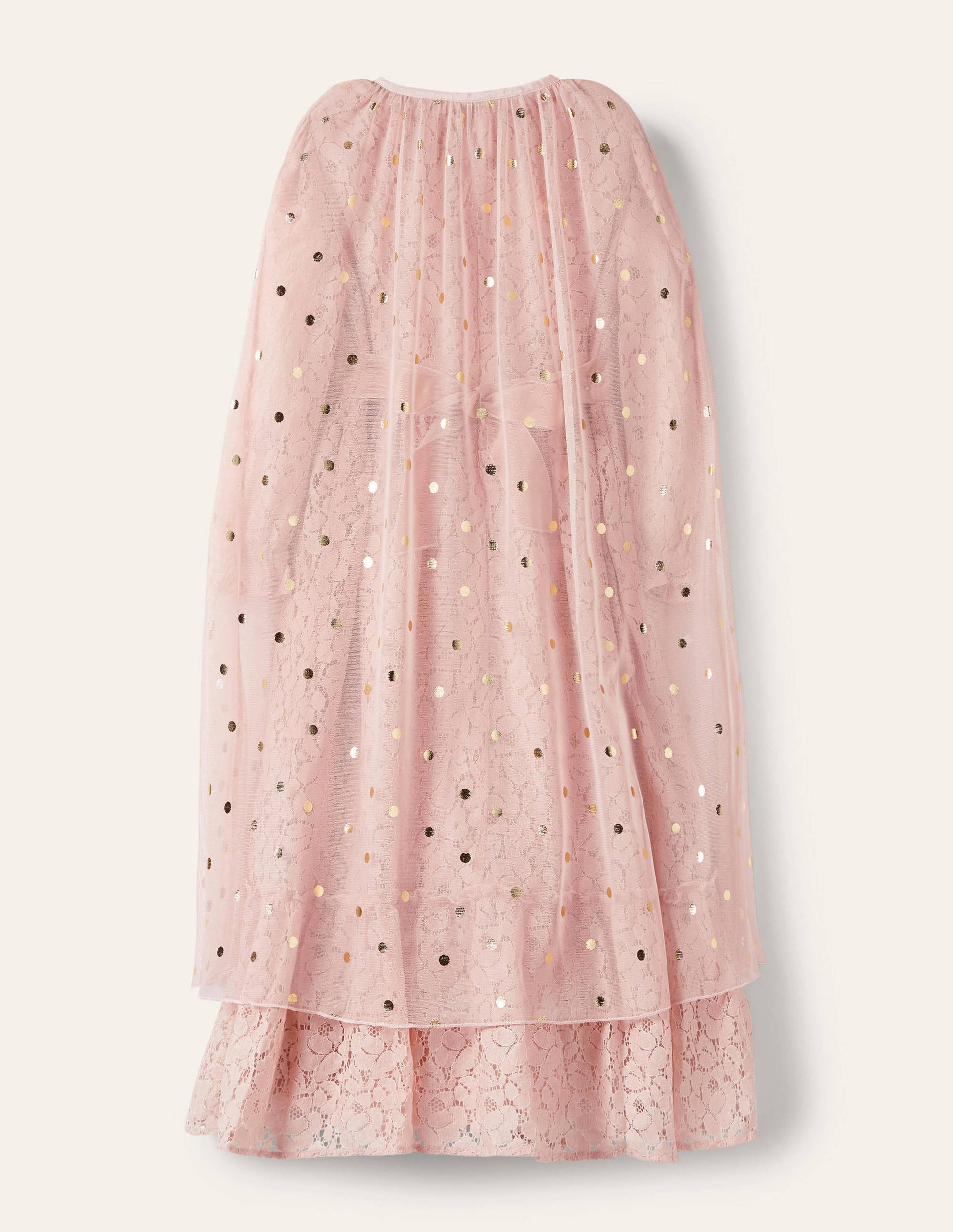 Lace Cape Dress-Provence Pink/ Gold Foil Spot-2