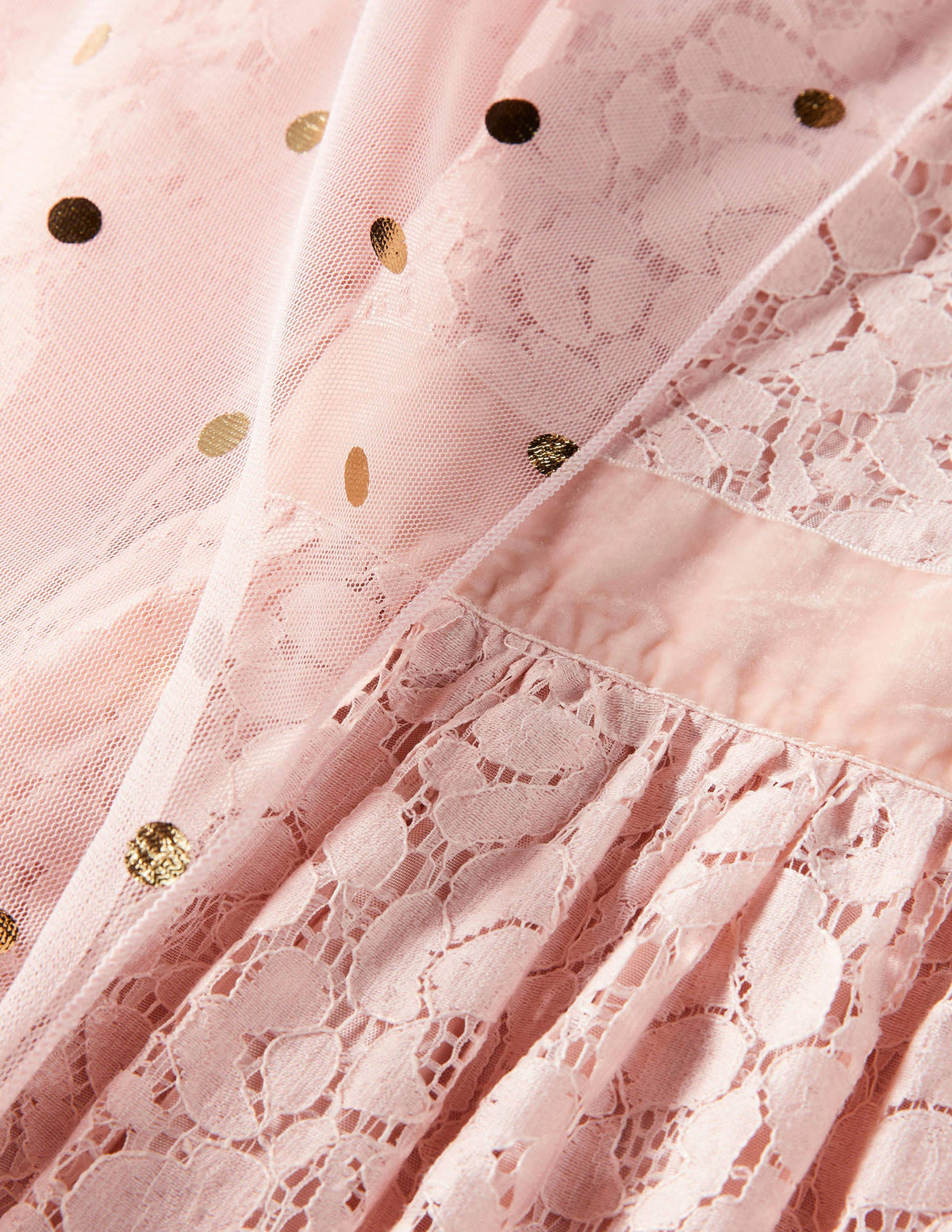 Lace Cape Dress-Provence Pink/ Gold Foil Spot - Image 3