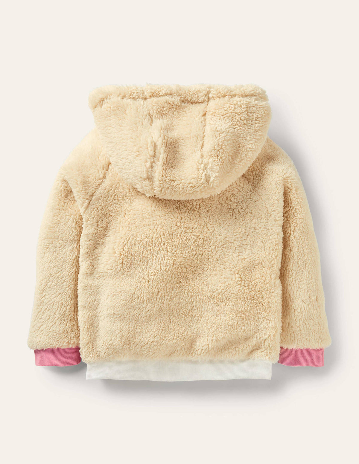 Appliqué Borg Hoodie-Natural Deer-2
