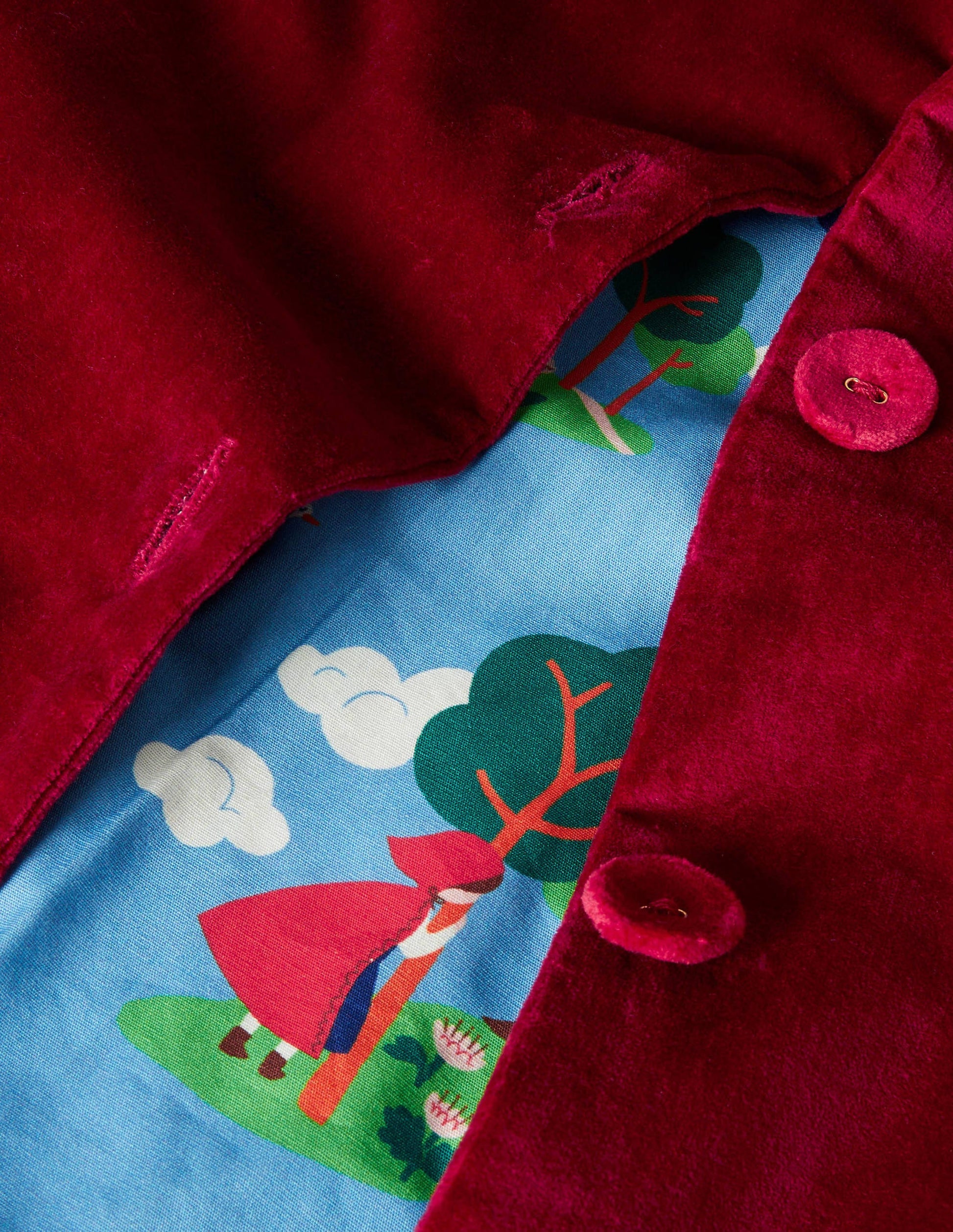 Velvet Embroidered Cape-Royal Red-3