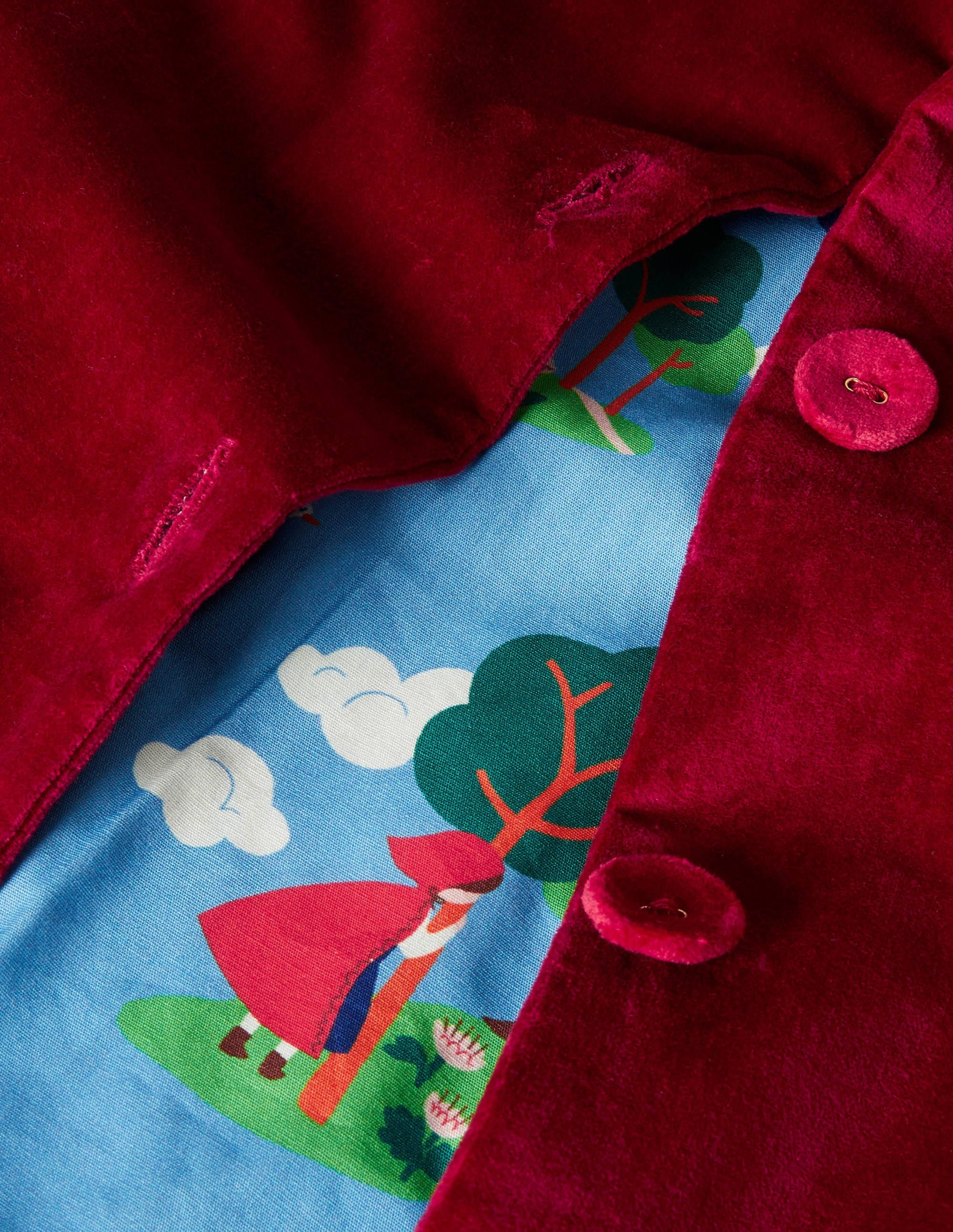Velvet Embroidered Cape-Royal Red - Image 3