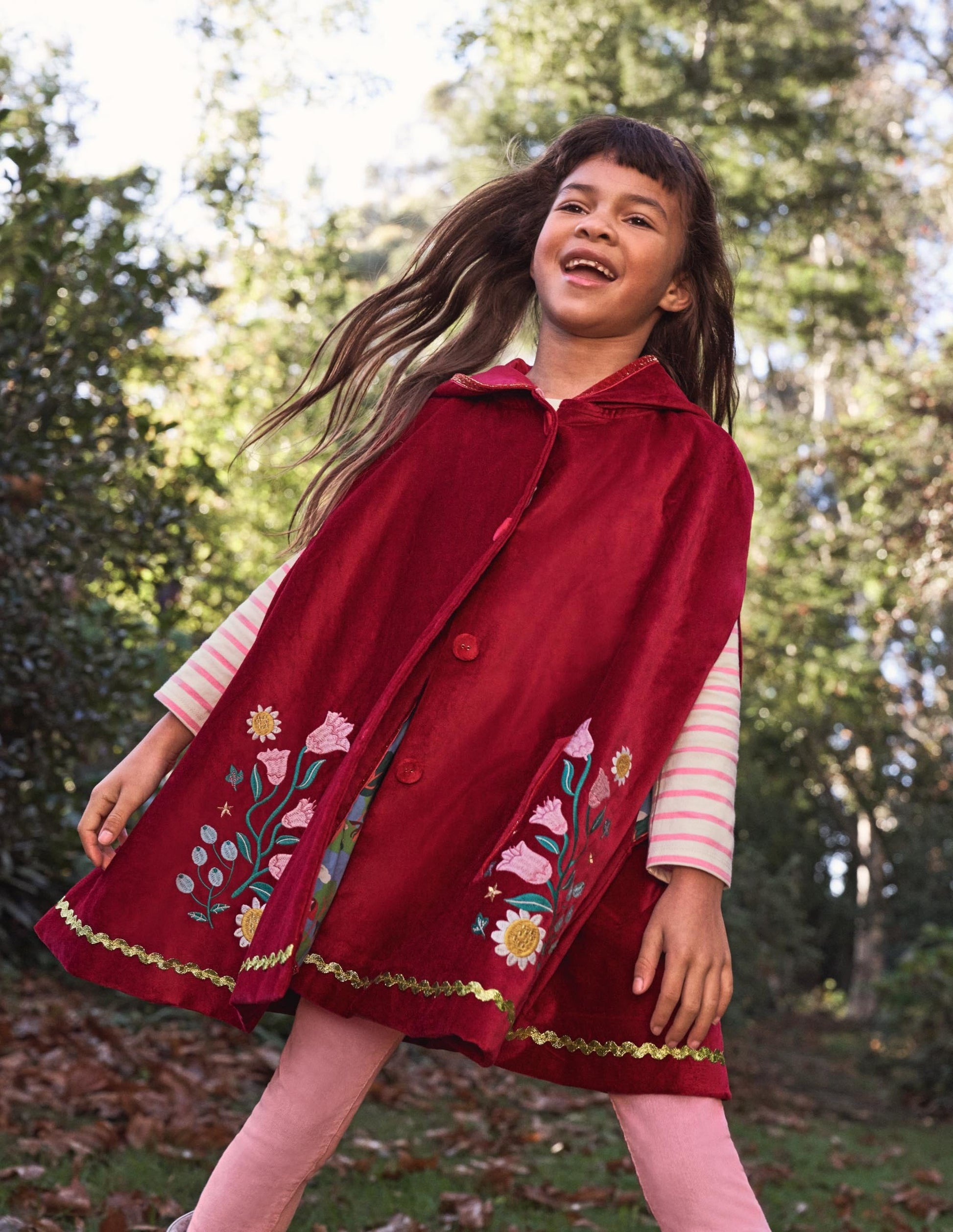 Velvet Embroidered Cape-Royal Red-4