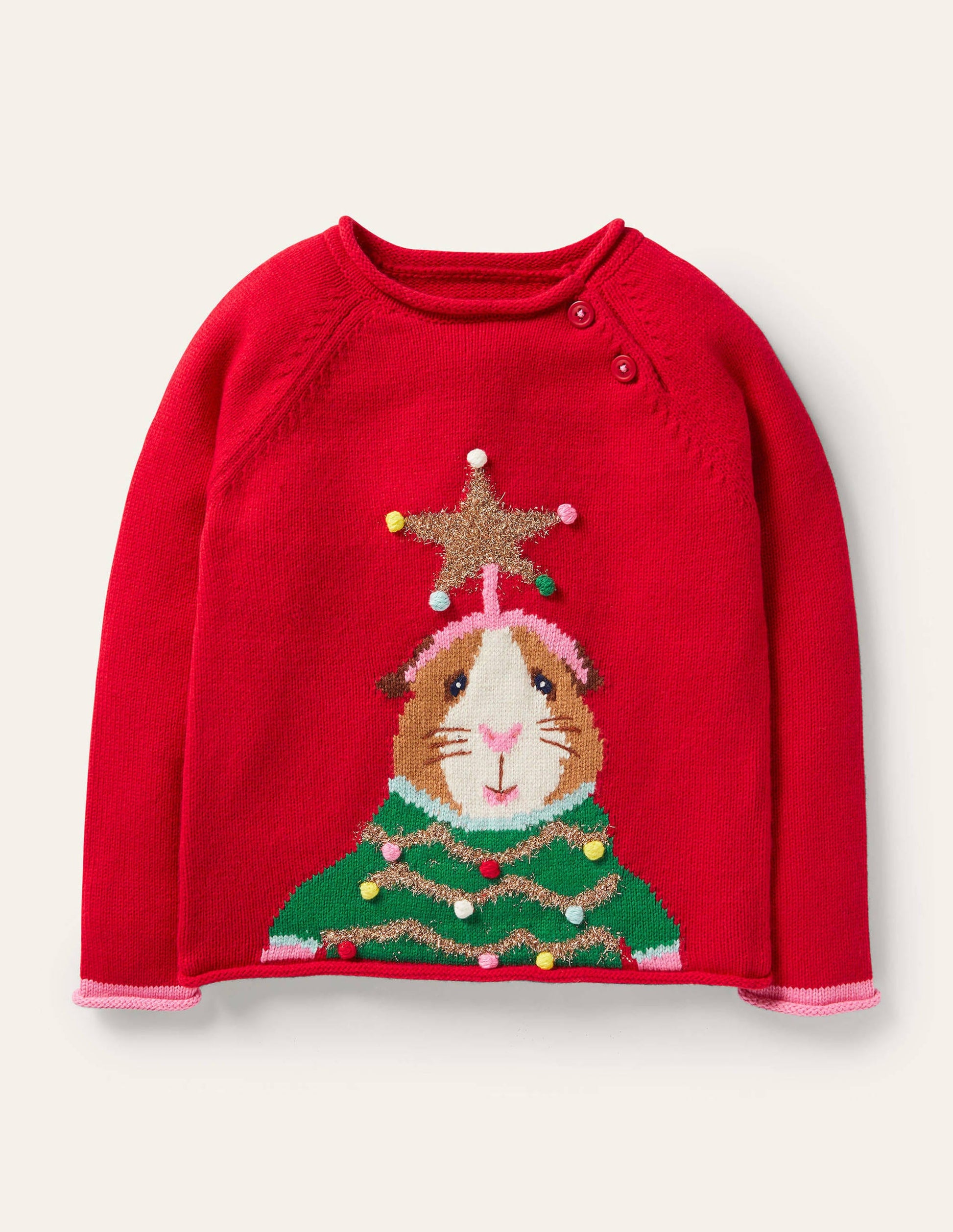 Fun Festive Sweater-Rockabilly Red Guinea Pig-1