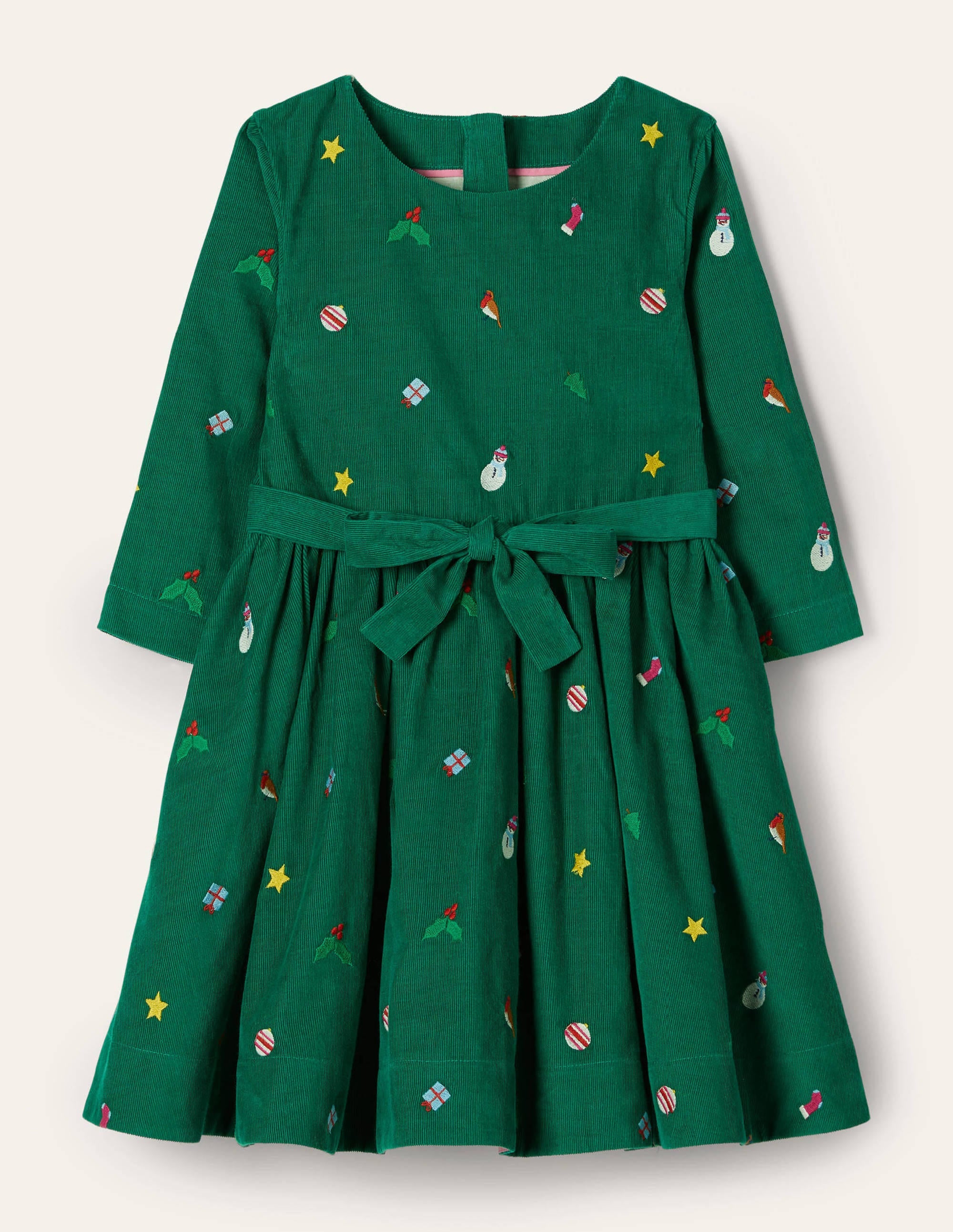 Embroidered Cord Dress-Forest Green - Image 1