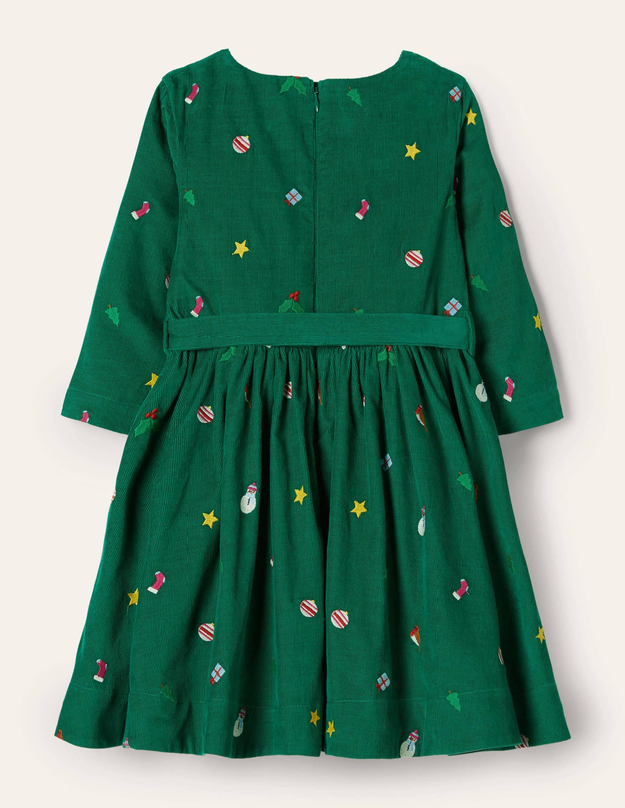 Embroidered Cord Dress-Forest Green - Image 2