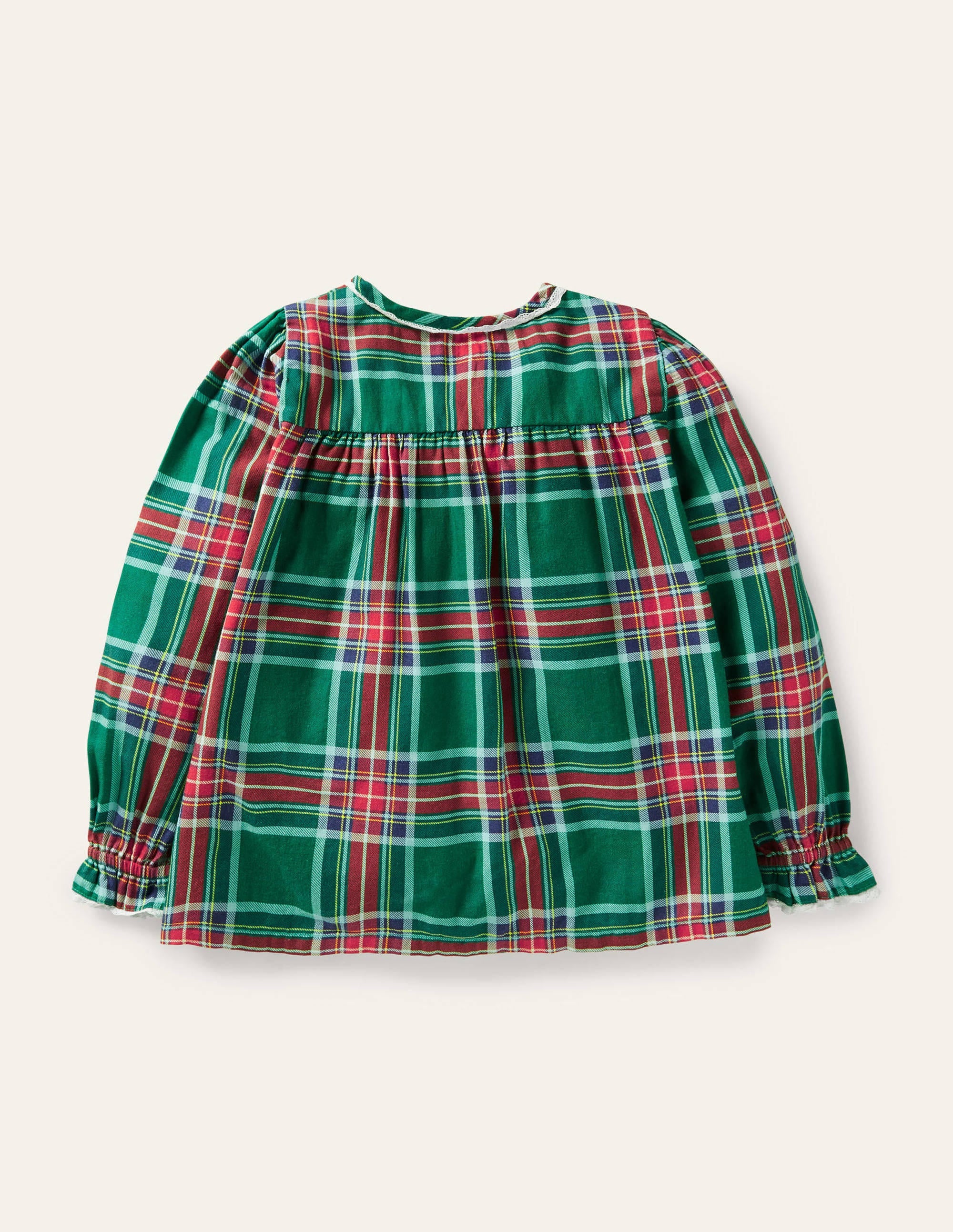 Nostalgic Checked Woven Top-Forest Green Check - Image 2