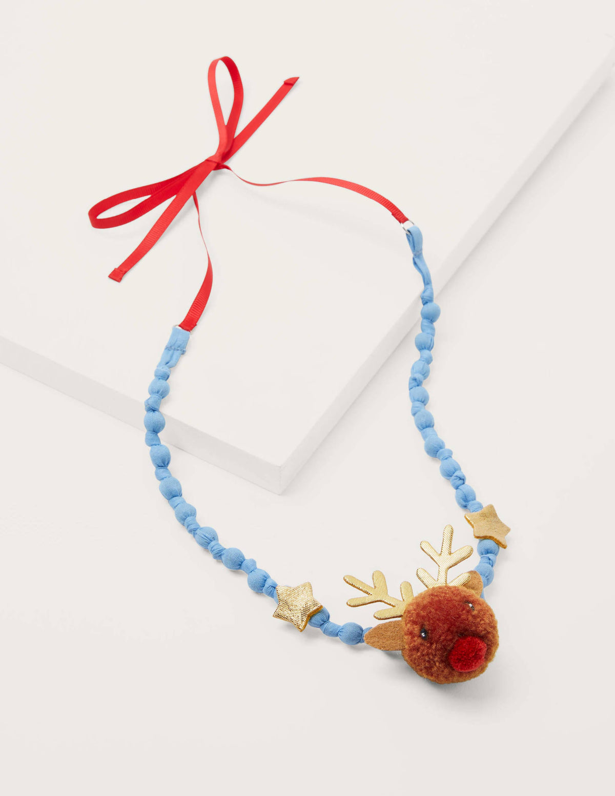 Fabric Necklace-Red/Pink Reindeer-1
