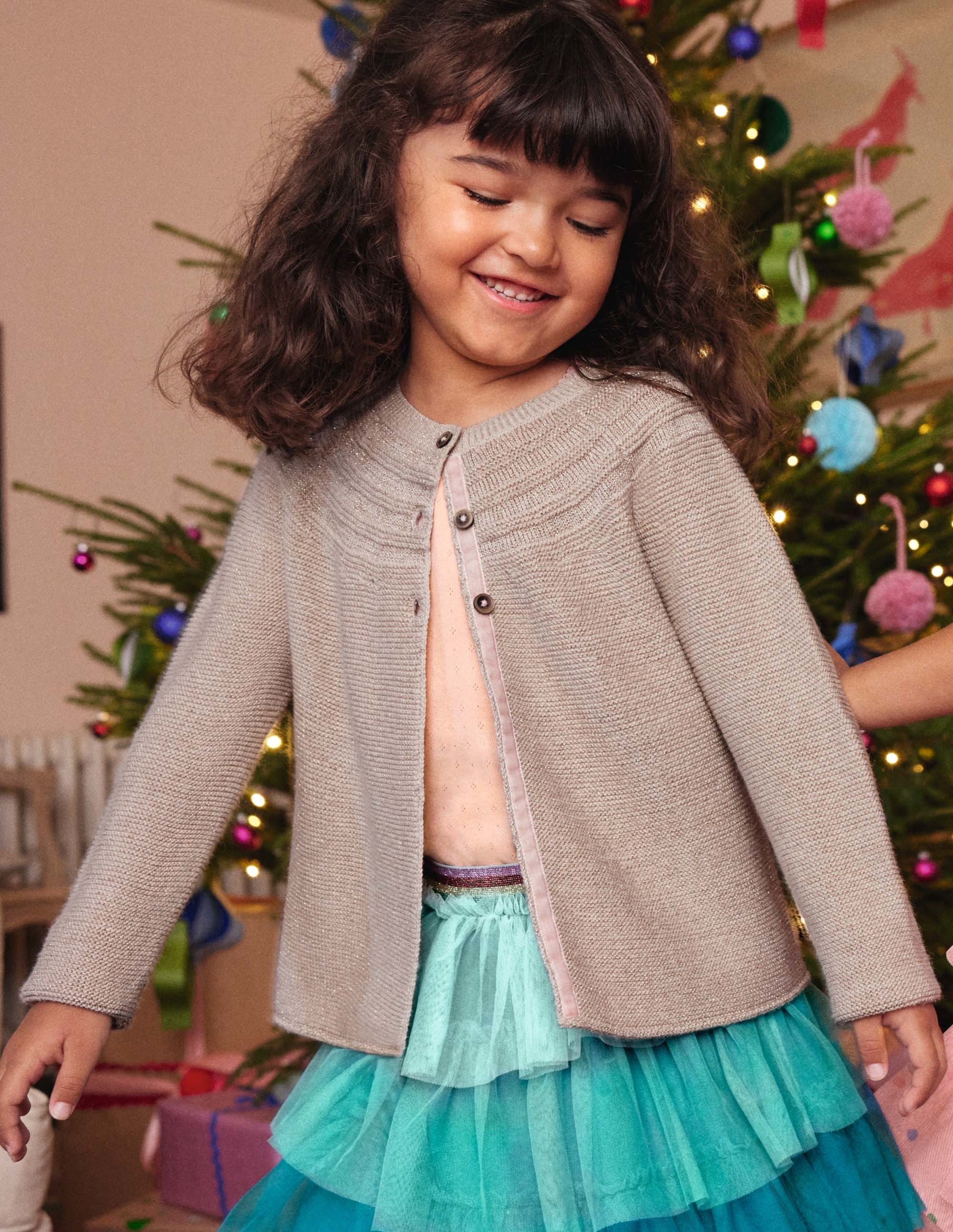 Cotton Cashmere Mix Cardigan-Gold Sparkle - Image 4