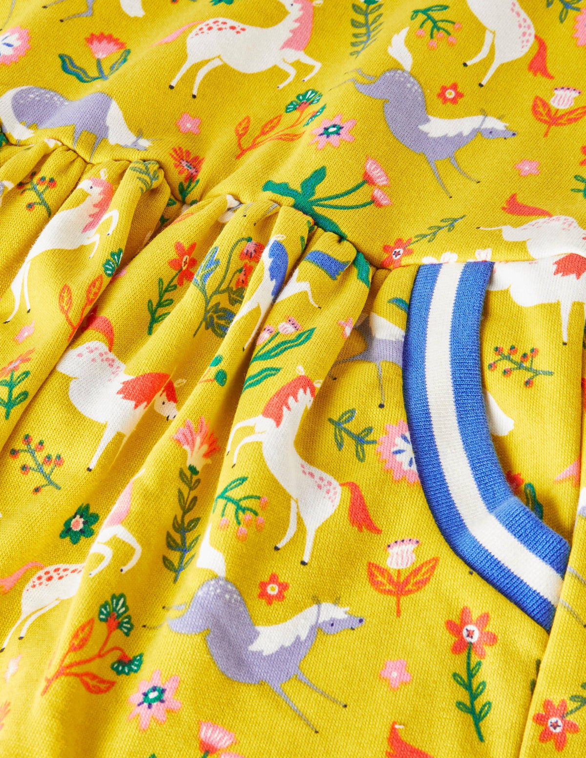 Cosy Printed Sweatshirt Dress-Sweetcorn Yellow Ponies - Image 3