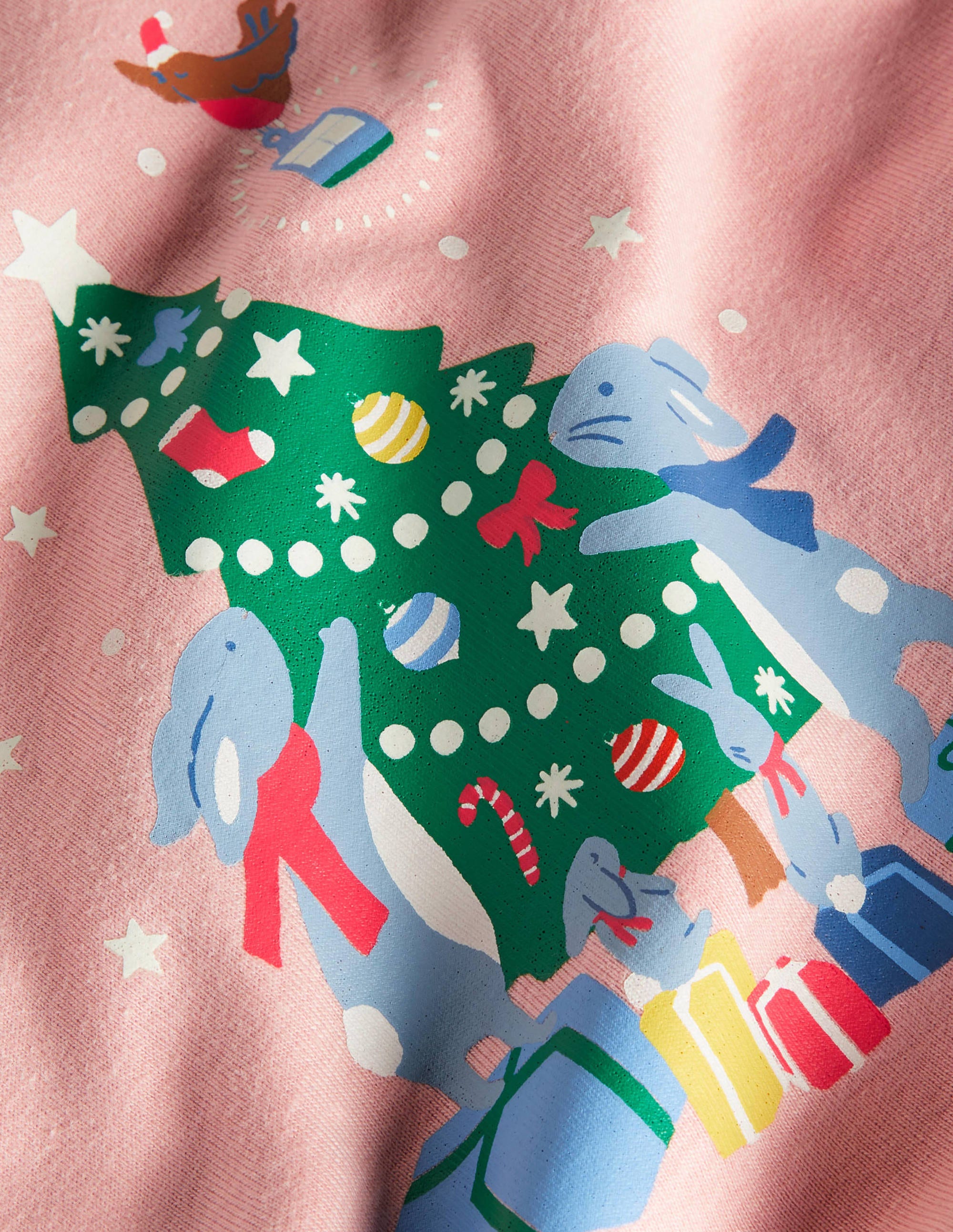 Snug Glow-In-The-Dark Pajamas-Boto Pink Woodland Christmas - Image 3