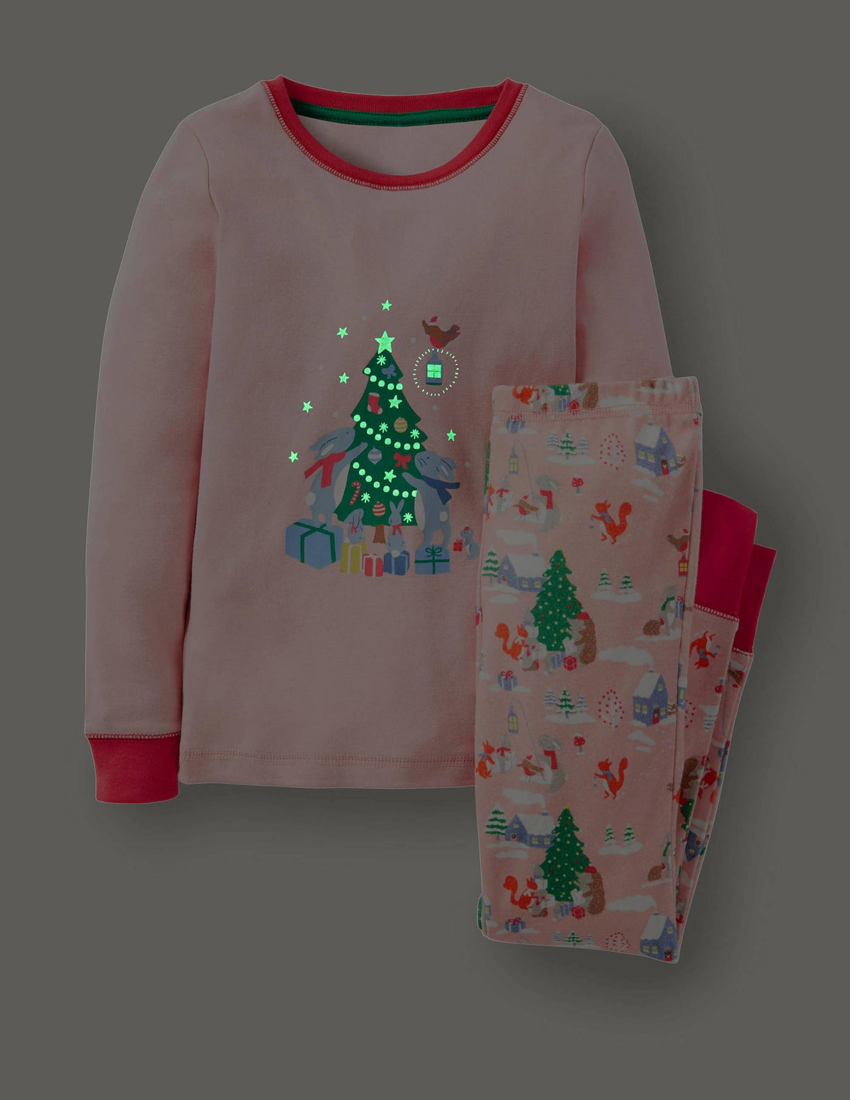 Snug Glow-In-The-Dark Pajamas-Boto Pink Woodland Christmas-4